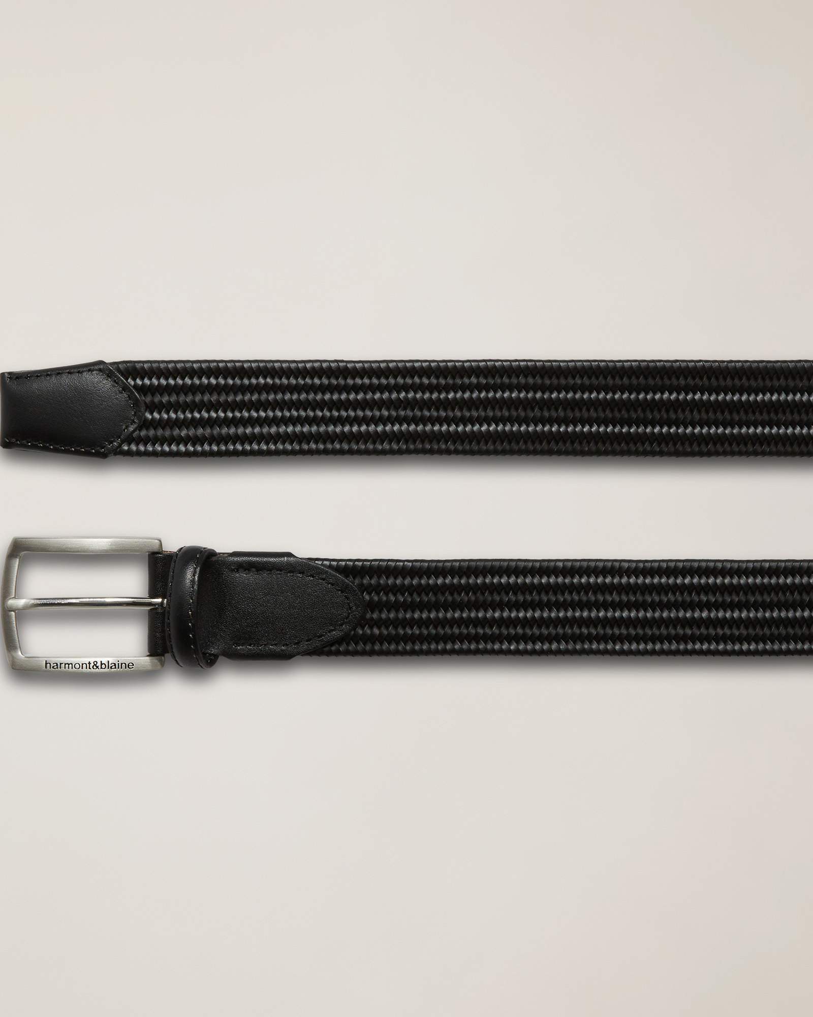 Woven Leather Belt, Black, large image number 1
