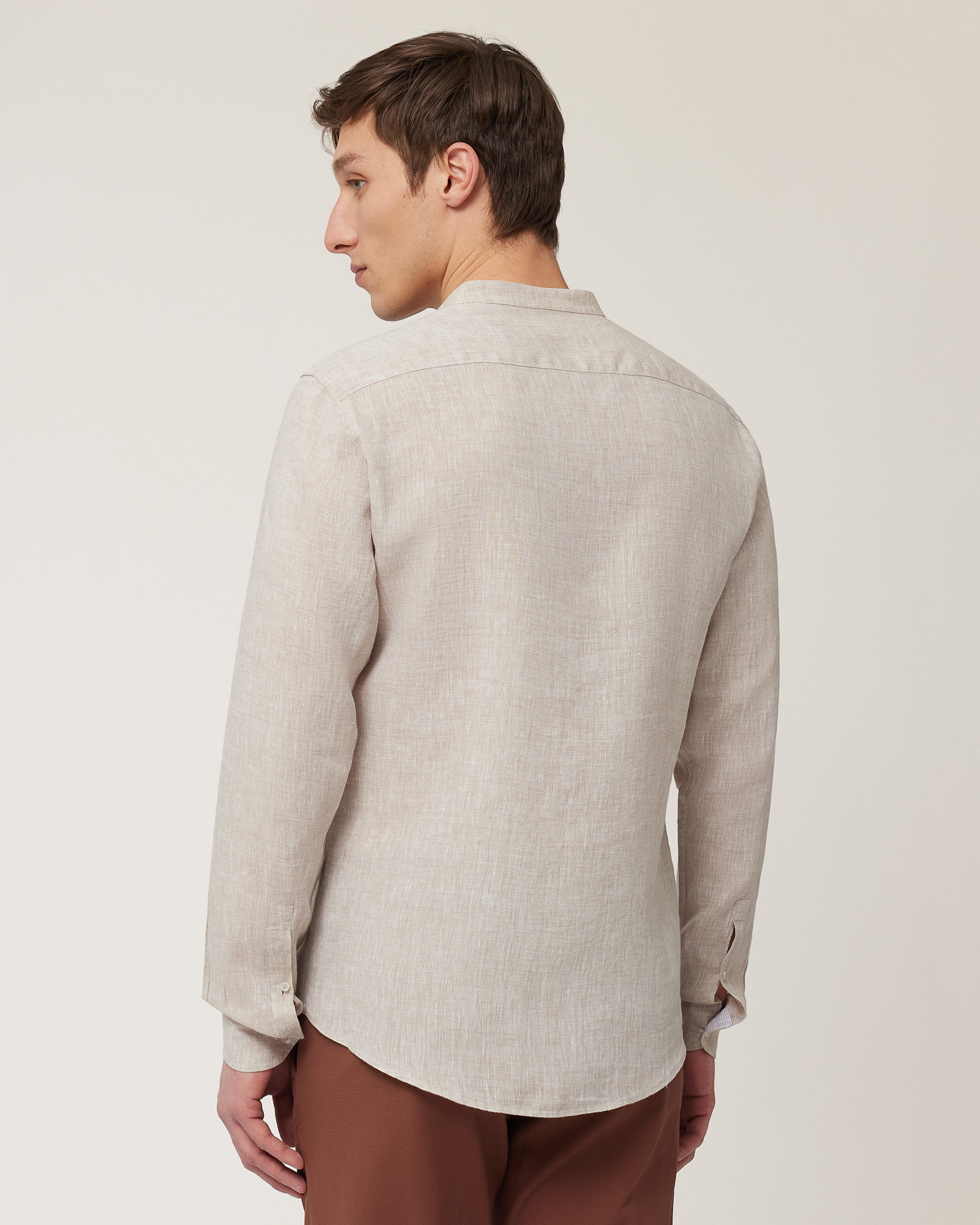 Camisa con cuello mao, Beige, large image number 1