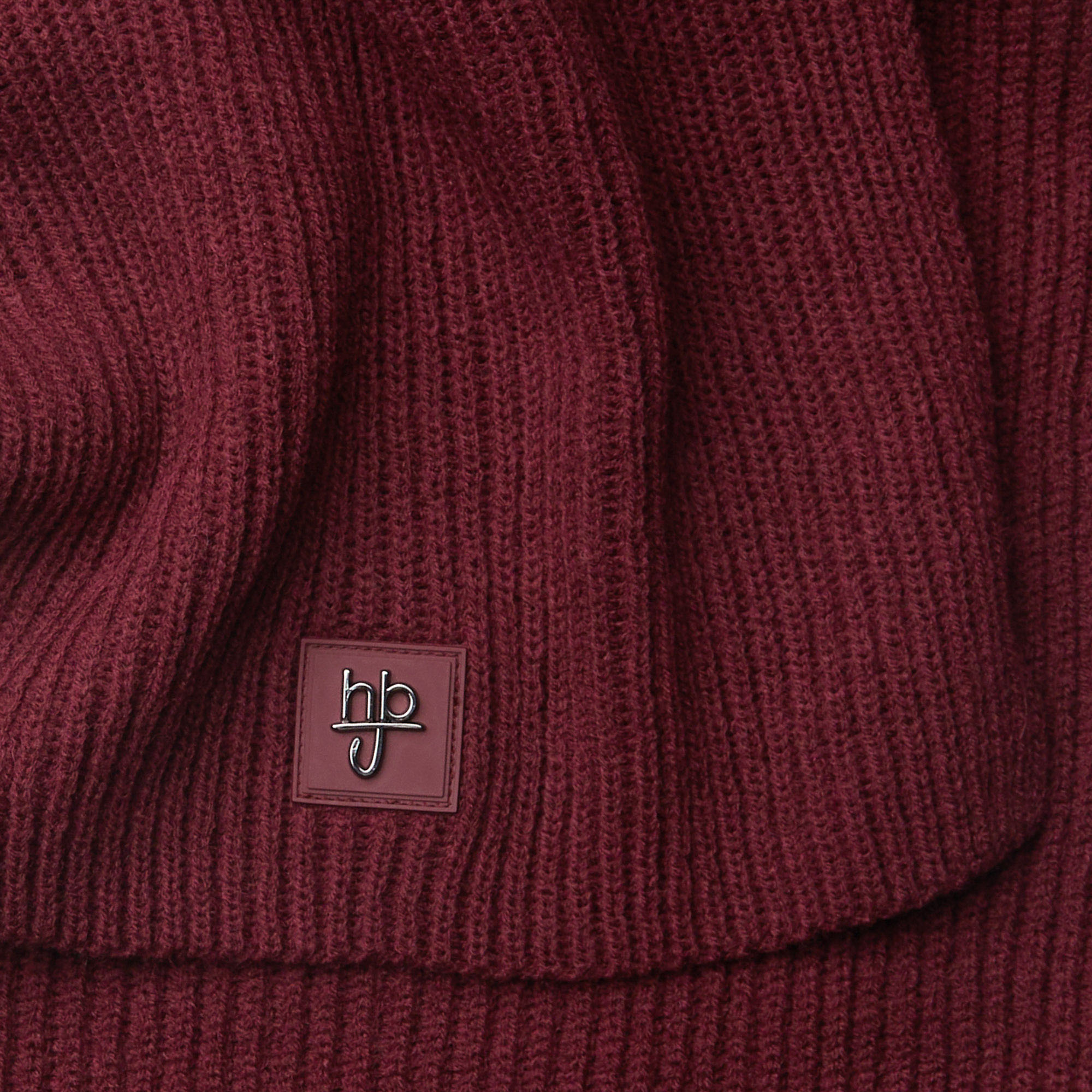 Sciarpa In Misto Lana A Costine Con Patch Logo, Rosso Scuro, large image number 1