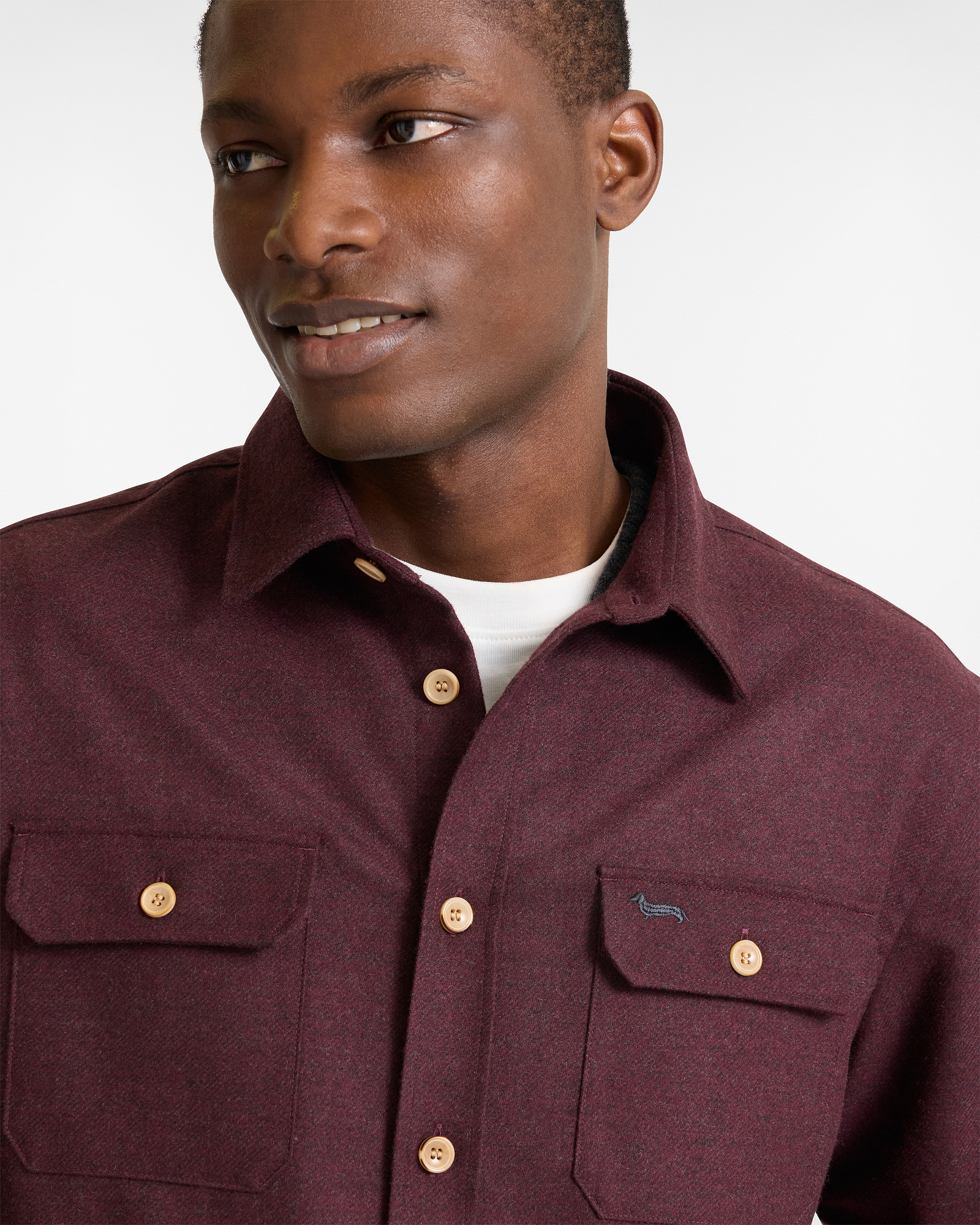 Oversized Flannel Shirt with Patch Pockets, Dark Red, large image number 2
