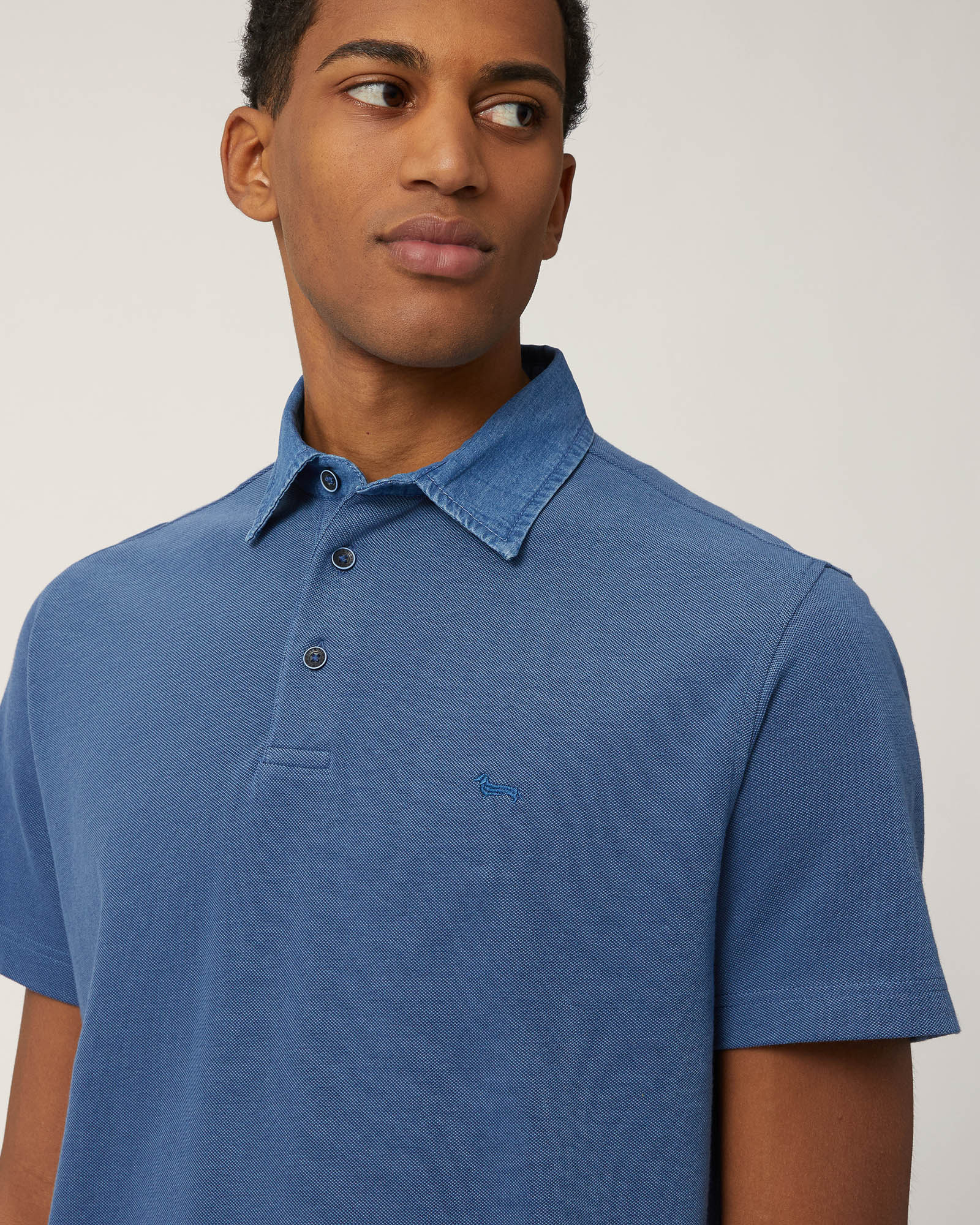 Vietri Polo with Denim Collar, Marine Blue, large image number 2