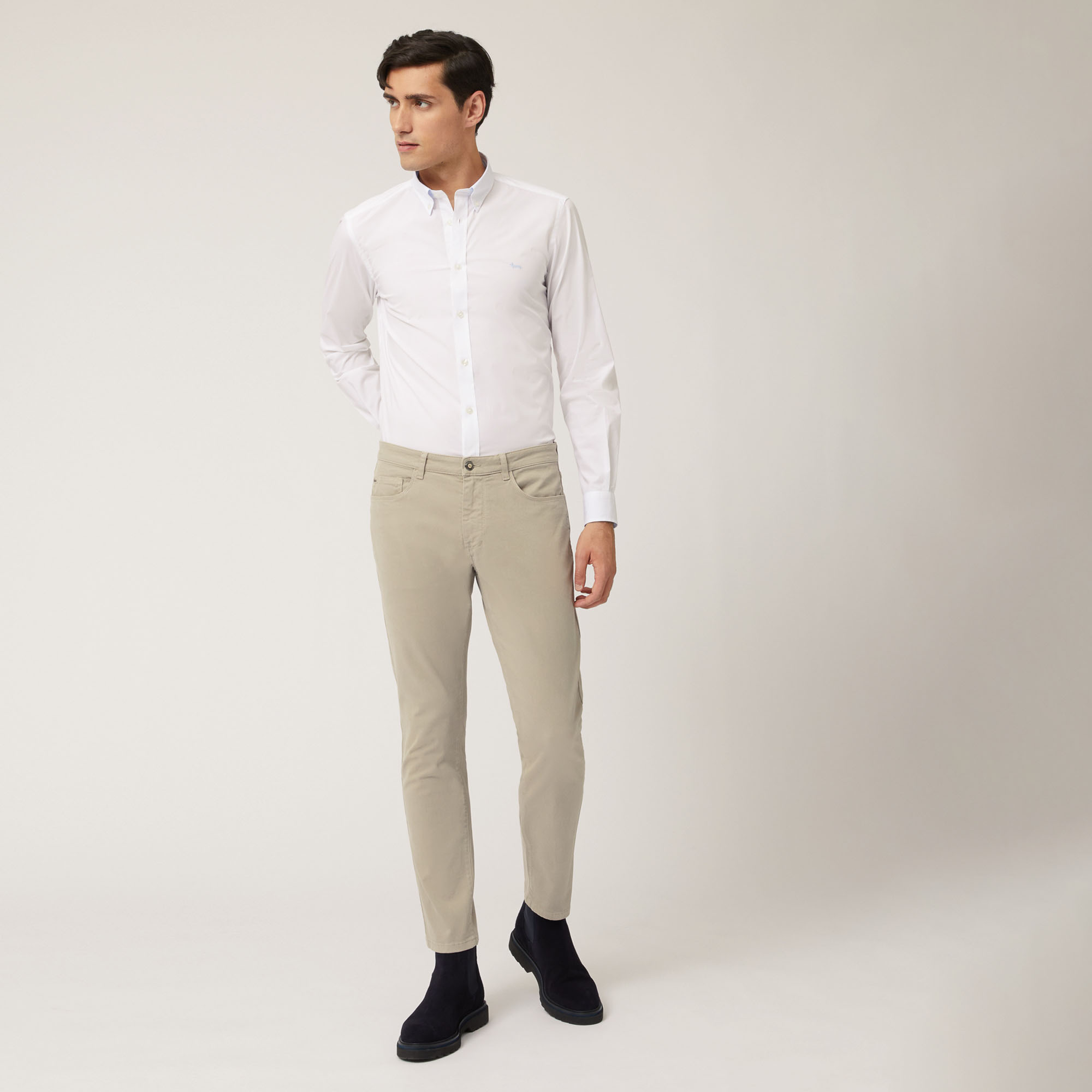 Slim-Fit Five-Pocket Pants, Beige, large image number 3
