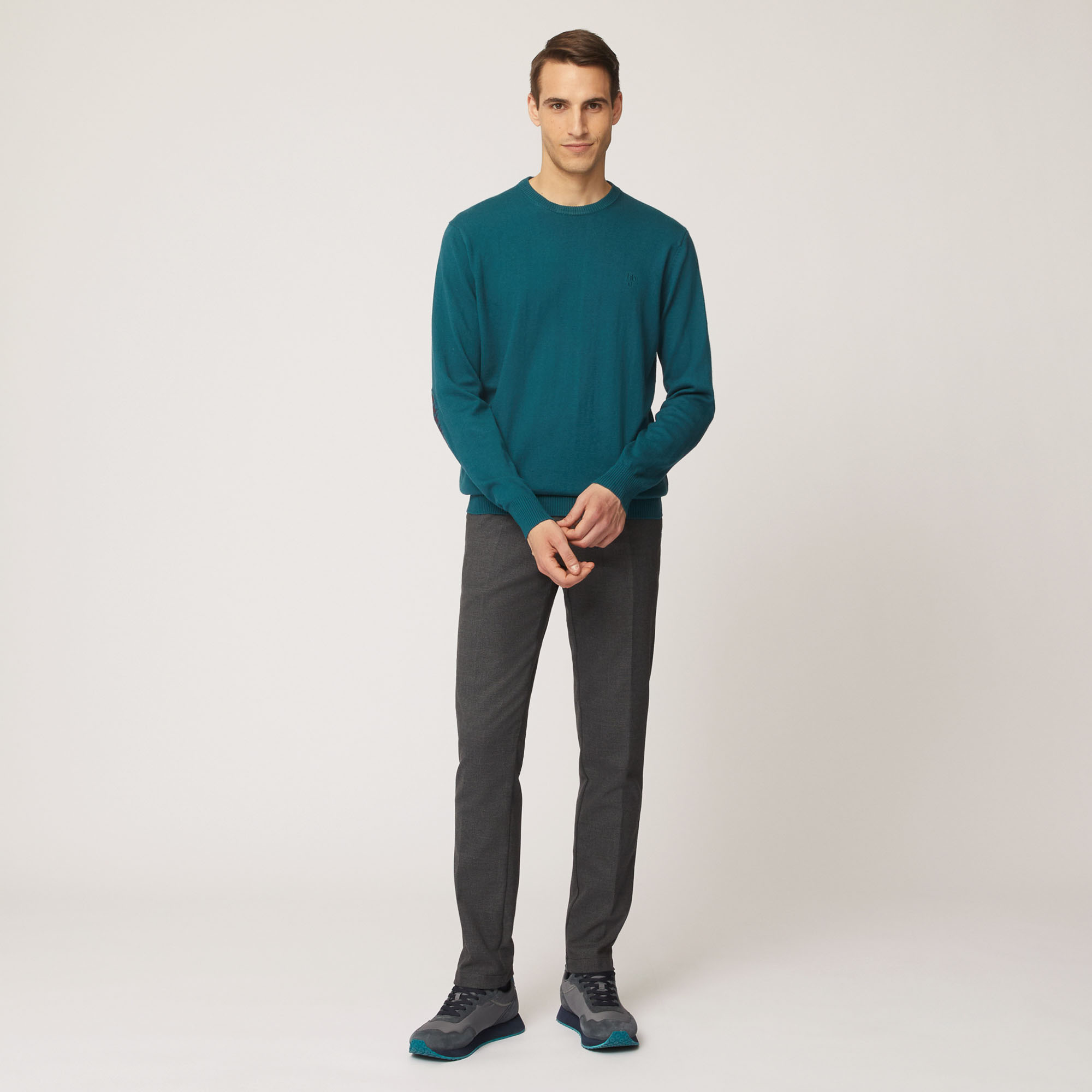 Pantalone Chino In Cotone Stampato, Grigio, large image number 3