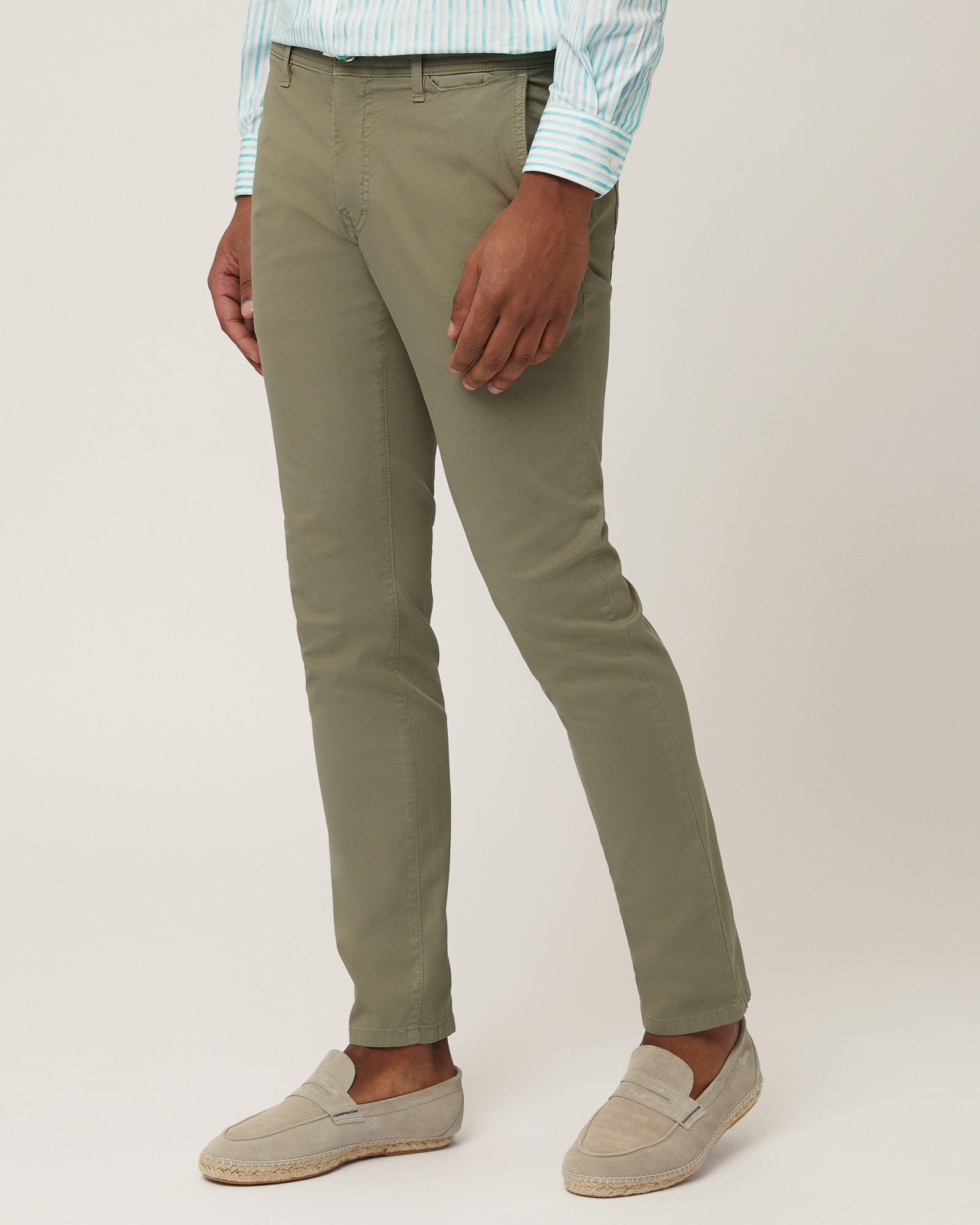 Pantaloni Narrow Fit Colorfive, Verde Militare, large