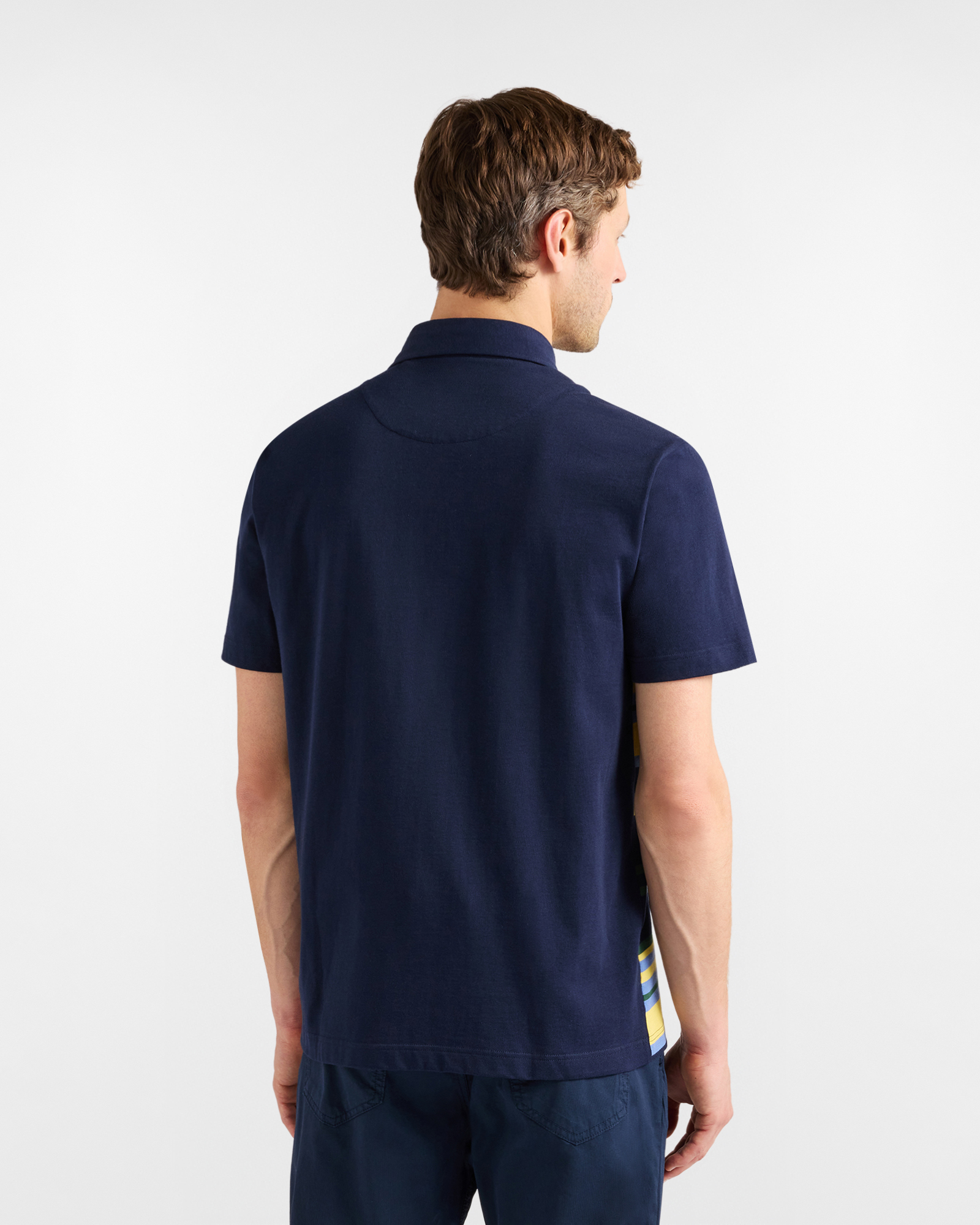 Patchwork striped polo shirt, Blue, large image number 1