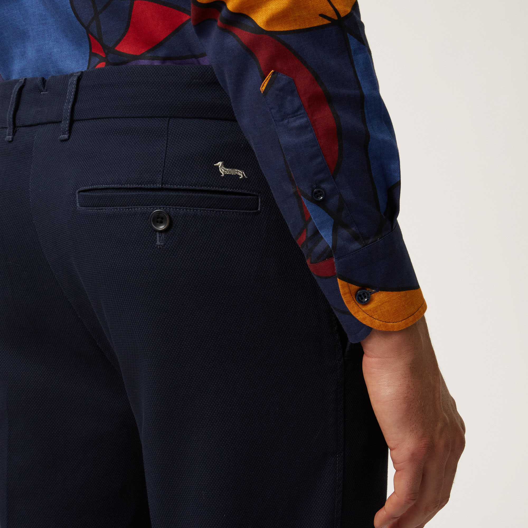 Pantalone Chino Narrow Fit In Cotone Stretch, Blu Navy, large image number 2