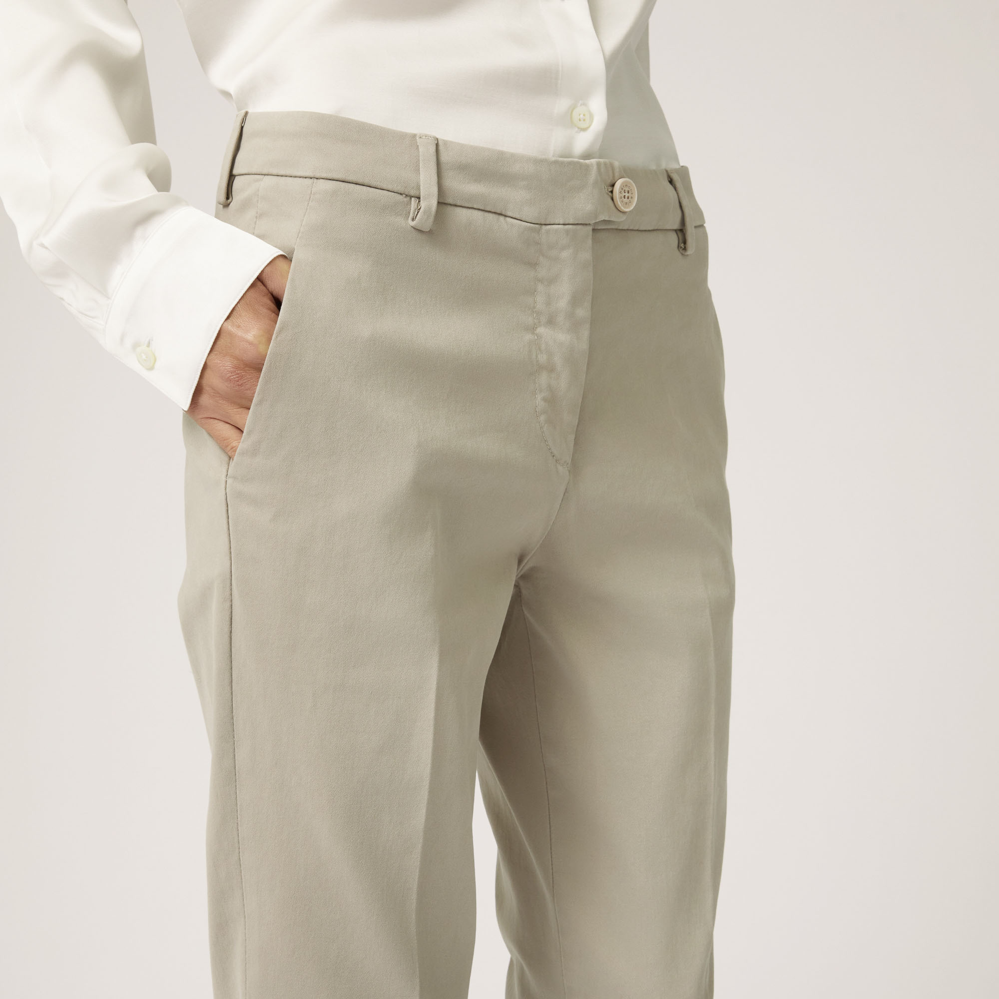 Pantalone Chino In Cotone Stretch, Beige, large