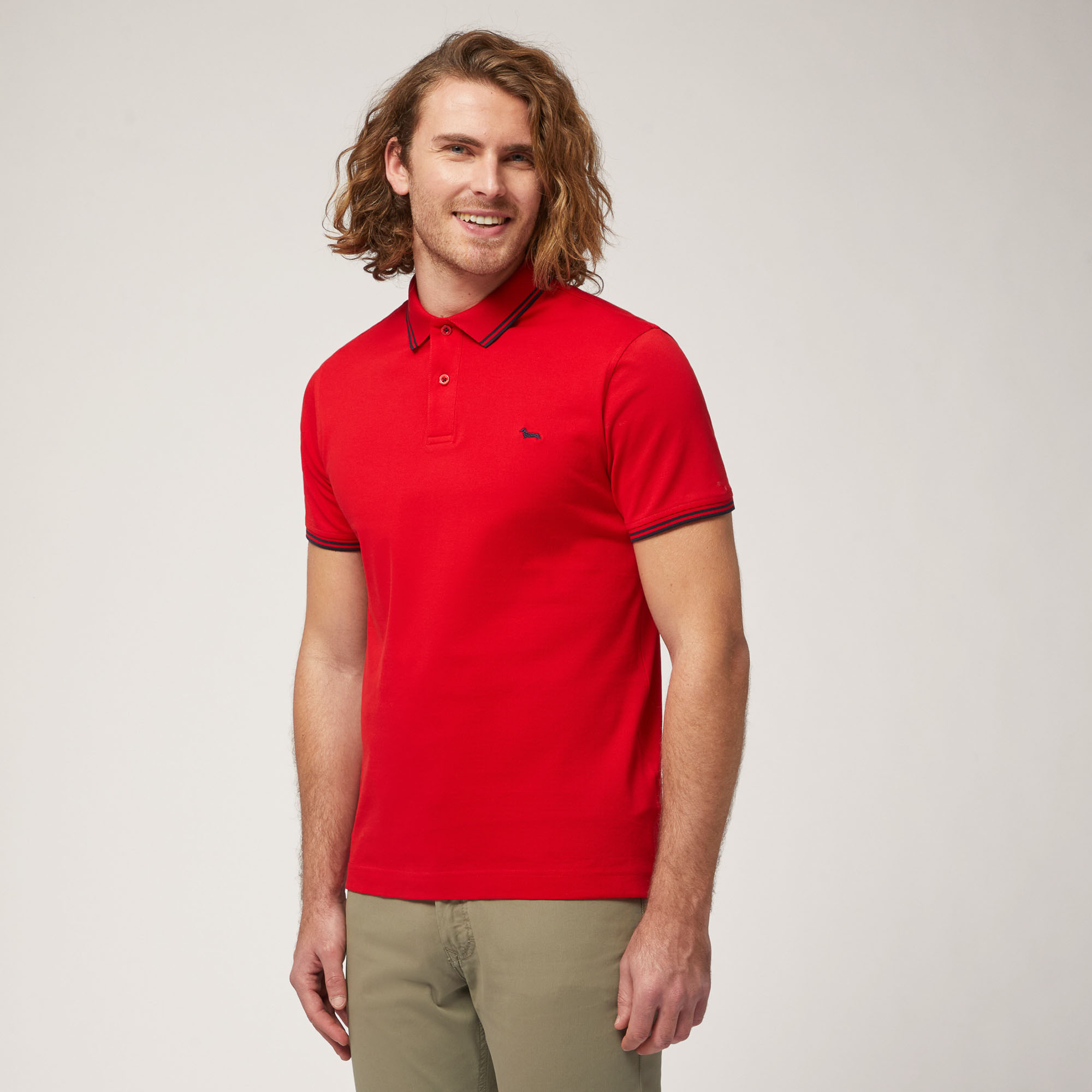 Polo with Contrasts, Red, large