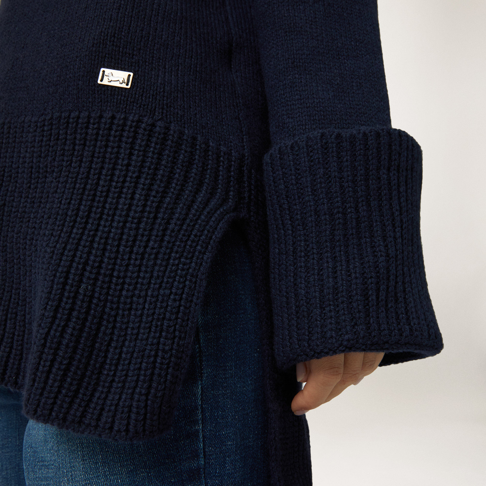 Langer Rollkragenpullover Aus Kaschmir Color Block, Blau, large image number 2