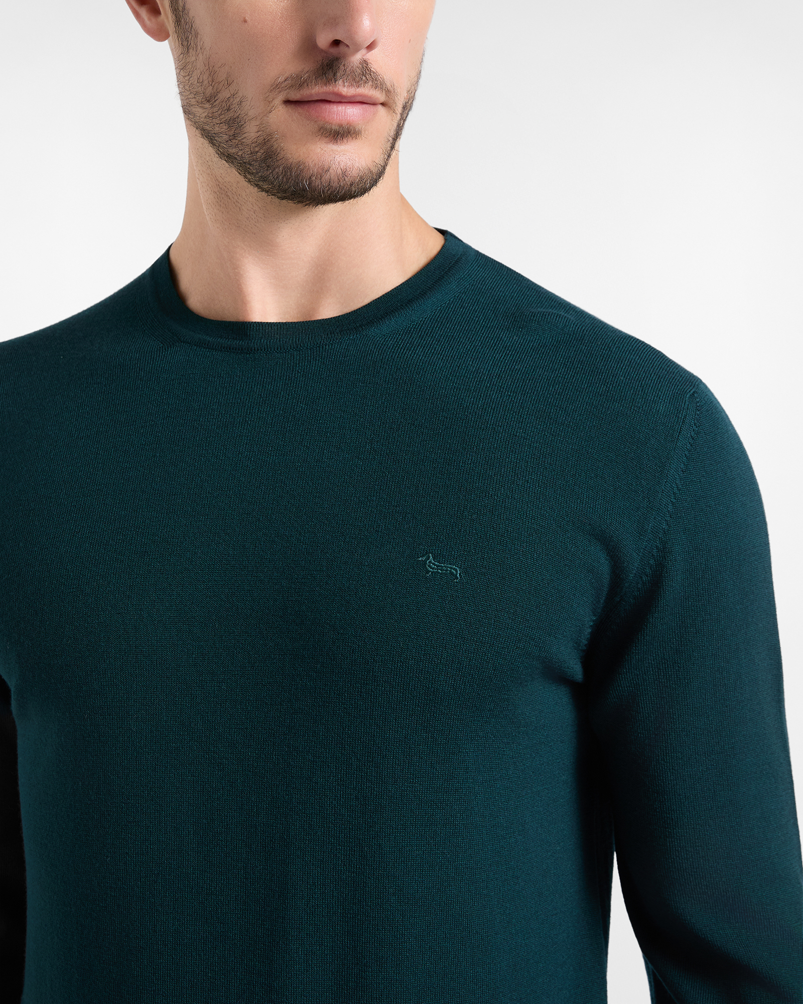 Men's Made in Italy sweater in  100% pure wool with regular fit, DARK GREEN, large image number 2