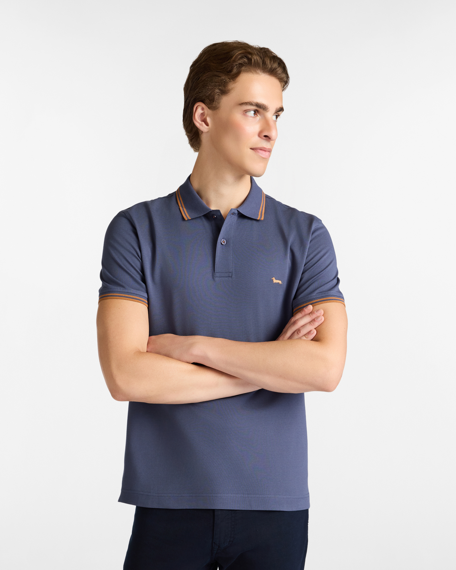 Polo with Striped Details, Dark Lavander, large