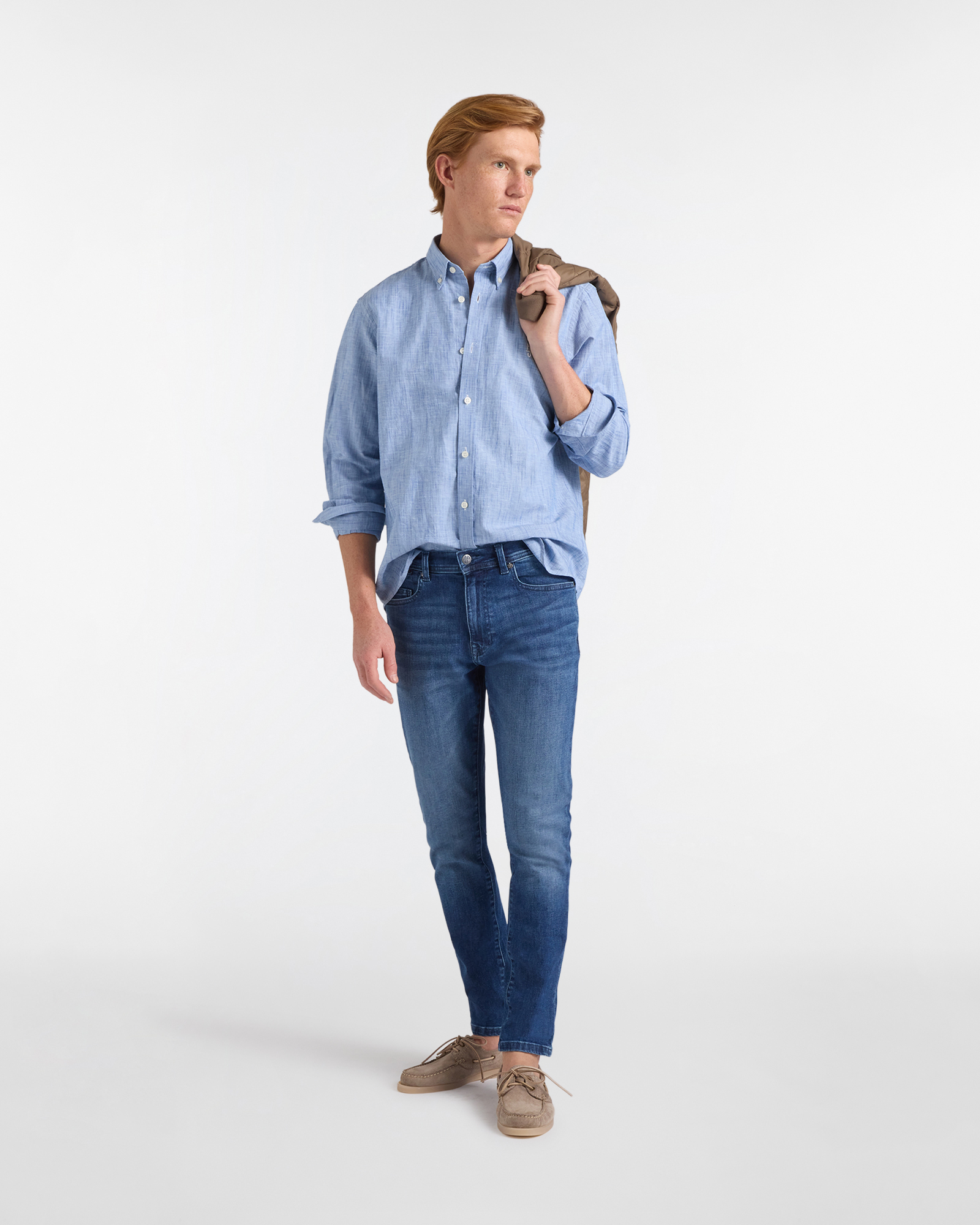 Camicia Uomo Misto Lino Regular Fit, Blu chiaro, large image number 3