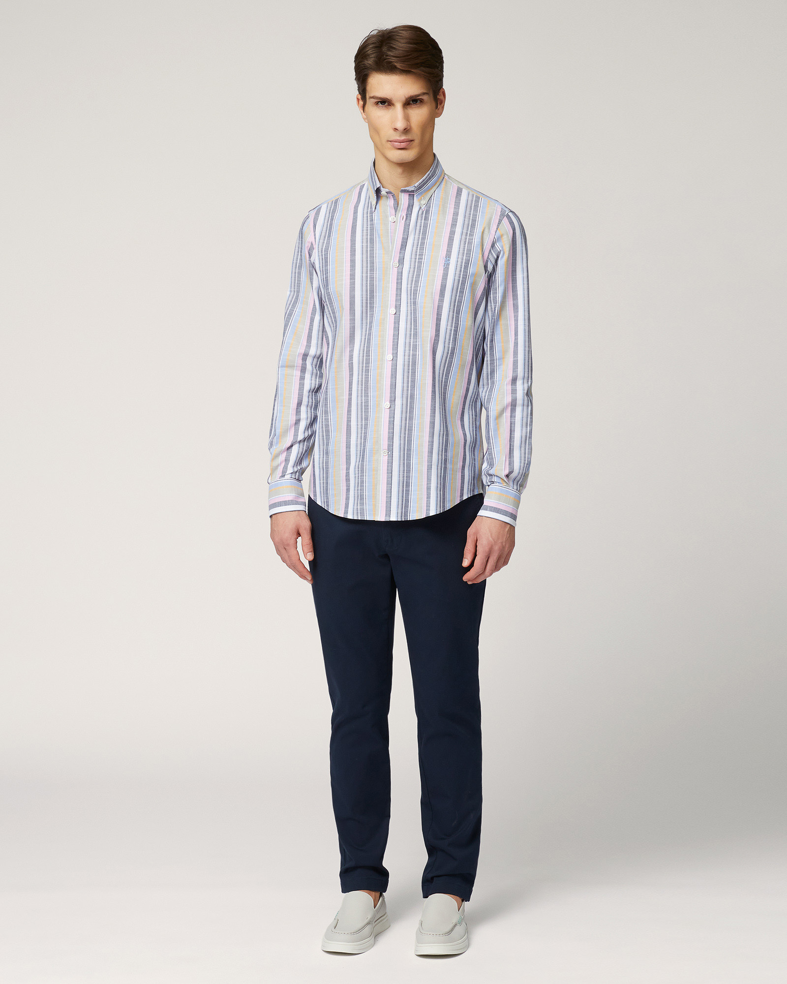 Striped Cotton Shirt, Pink, large image number 3