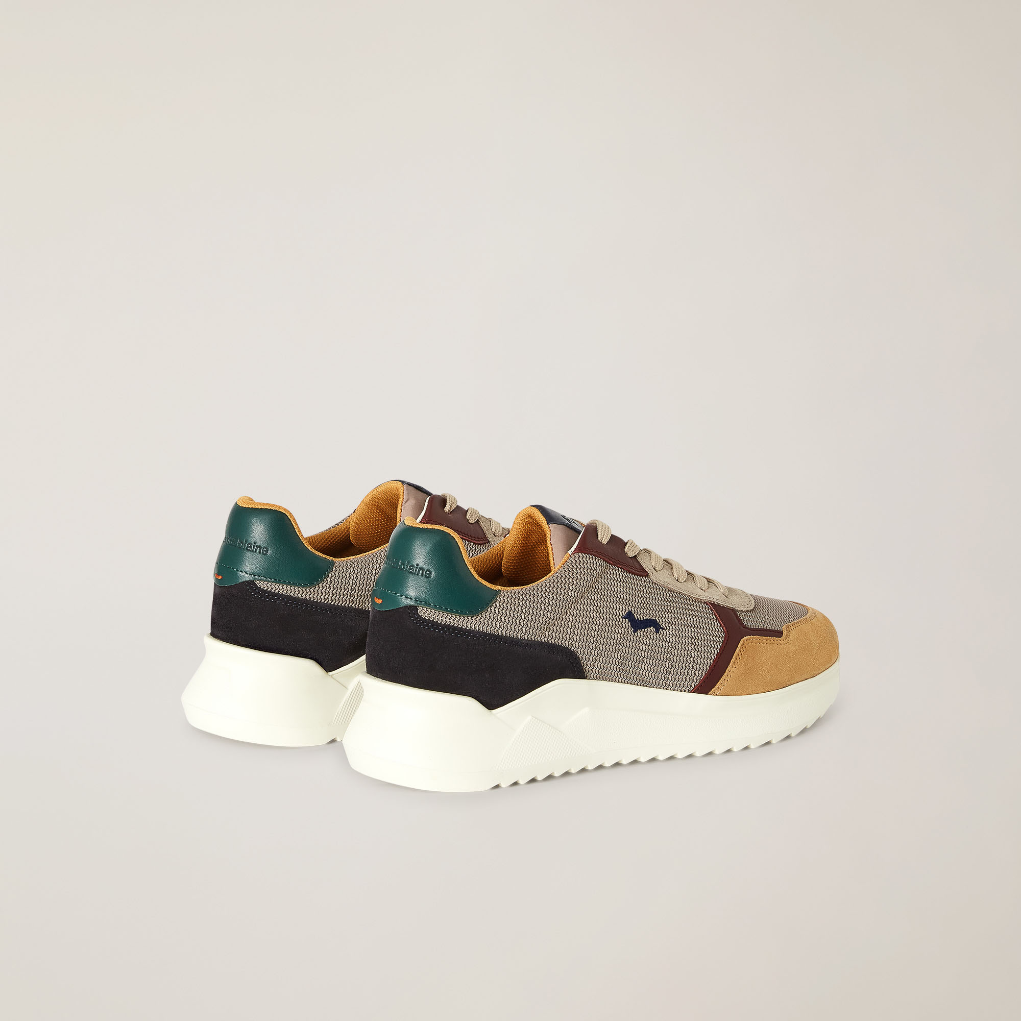 Leather And Fabric Sneakers With Contrasting Inserts, Multicolor, large image number 2