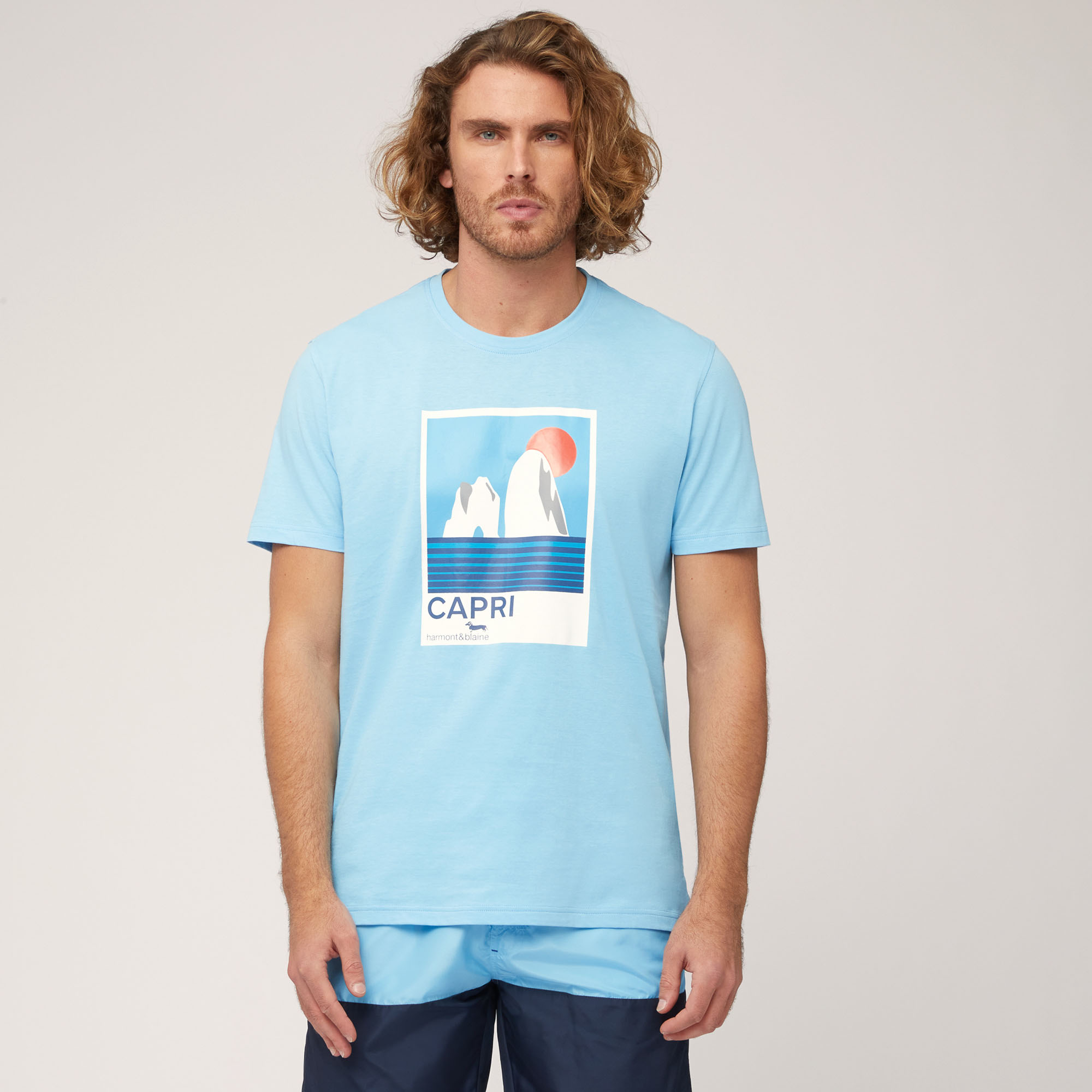 Camiseta con motivo de la costa amalfitana, Azul cobalto, large image number 0