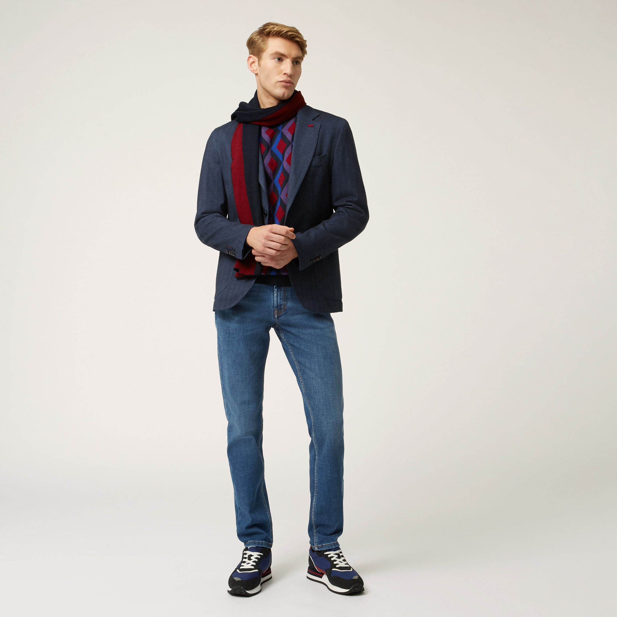 Blazer In Cotone Armaturato, Blu Chiaro, large image number 3