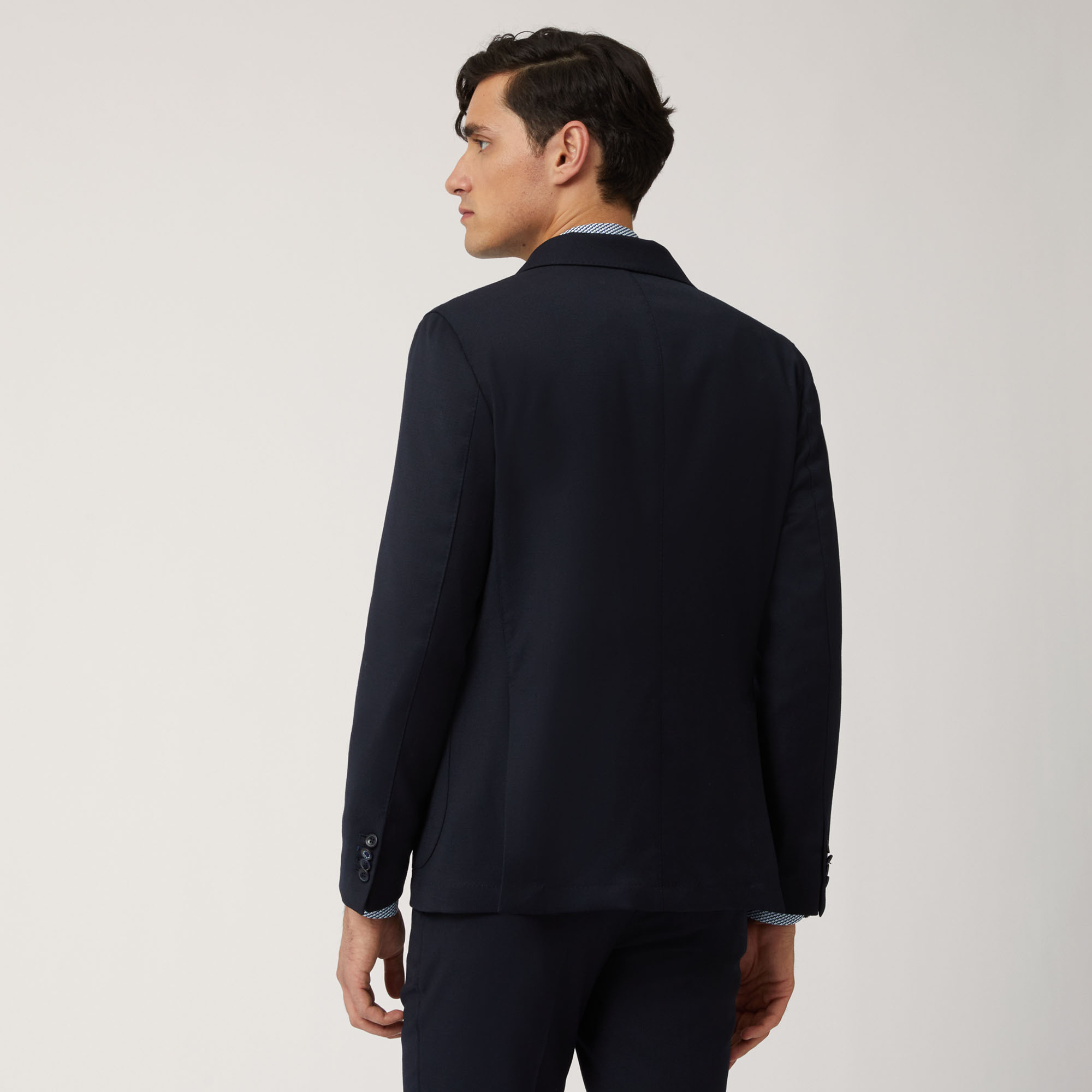 Blazer In Misto Lana Con Tasconi, Blu Navy, large image number 1