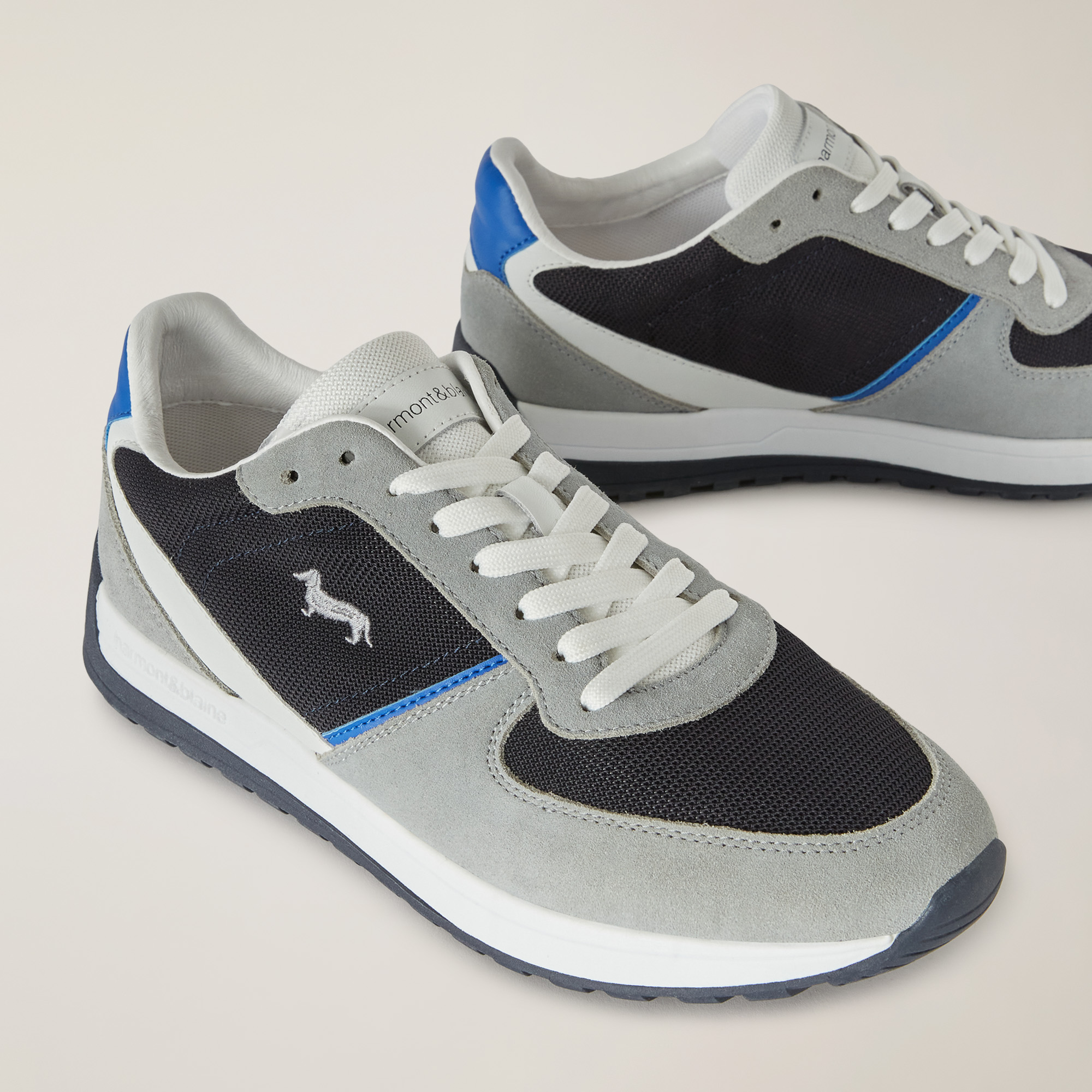 Sneaker mit zweifarbiger Sohle, Grau/Blau, large image number 3