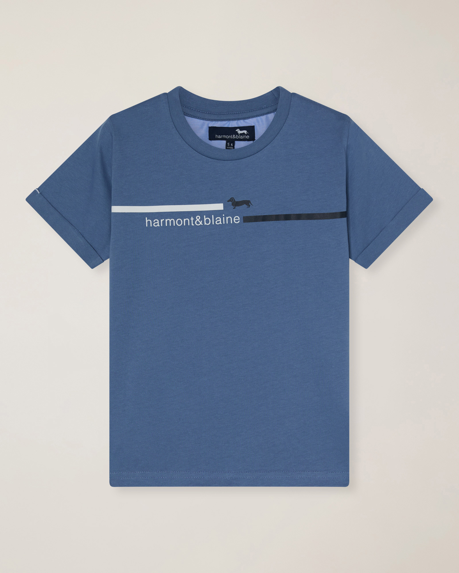 Camiseta de algodón con logotipo estampado, Azul Indigo, large image number 0