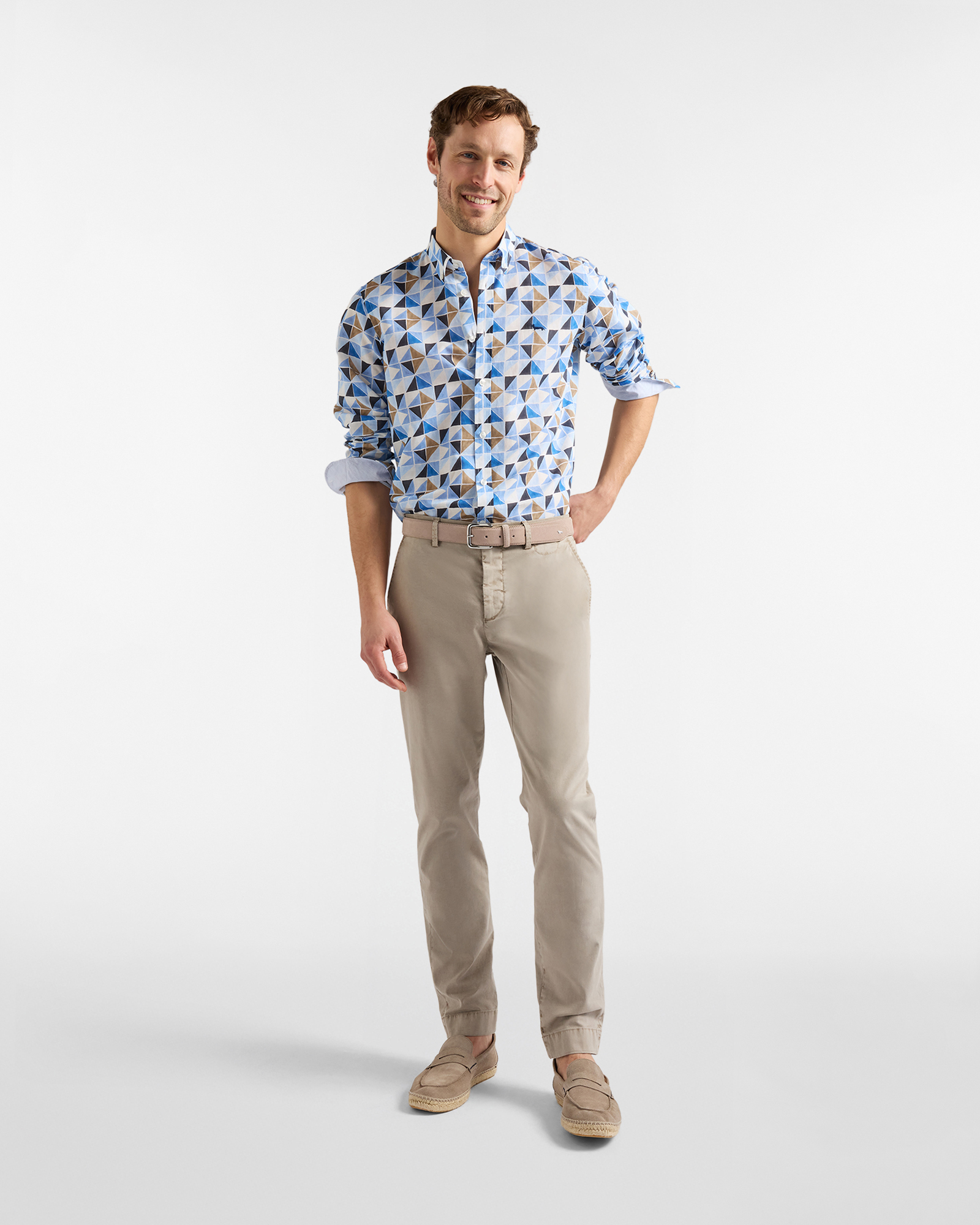 Camisa estampada regular fit, Celeste, large image number 3