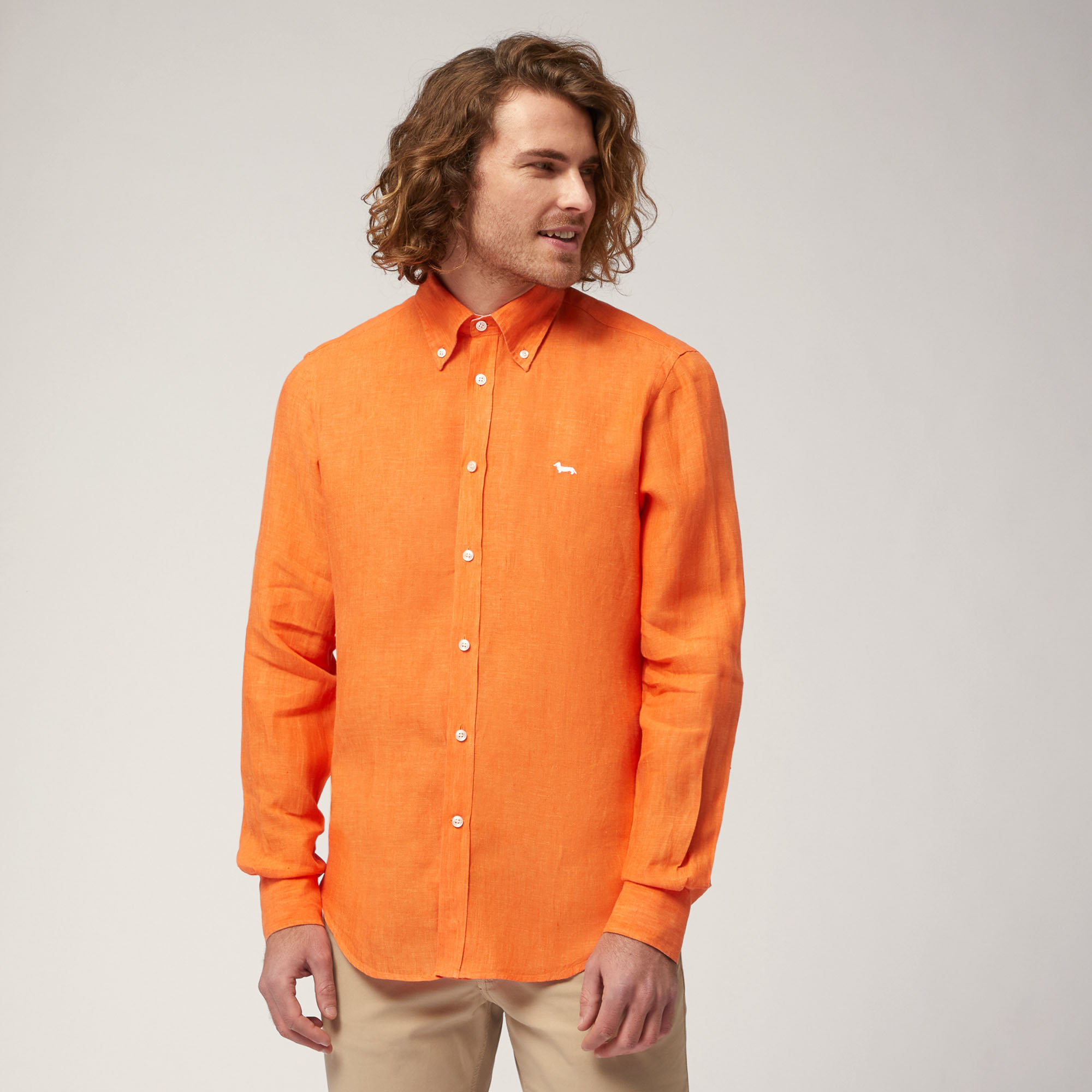 Linen Shirt, Orange, large image number 0