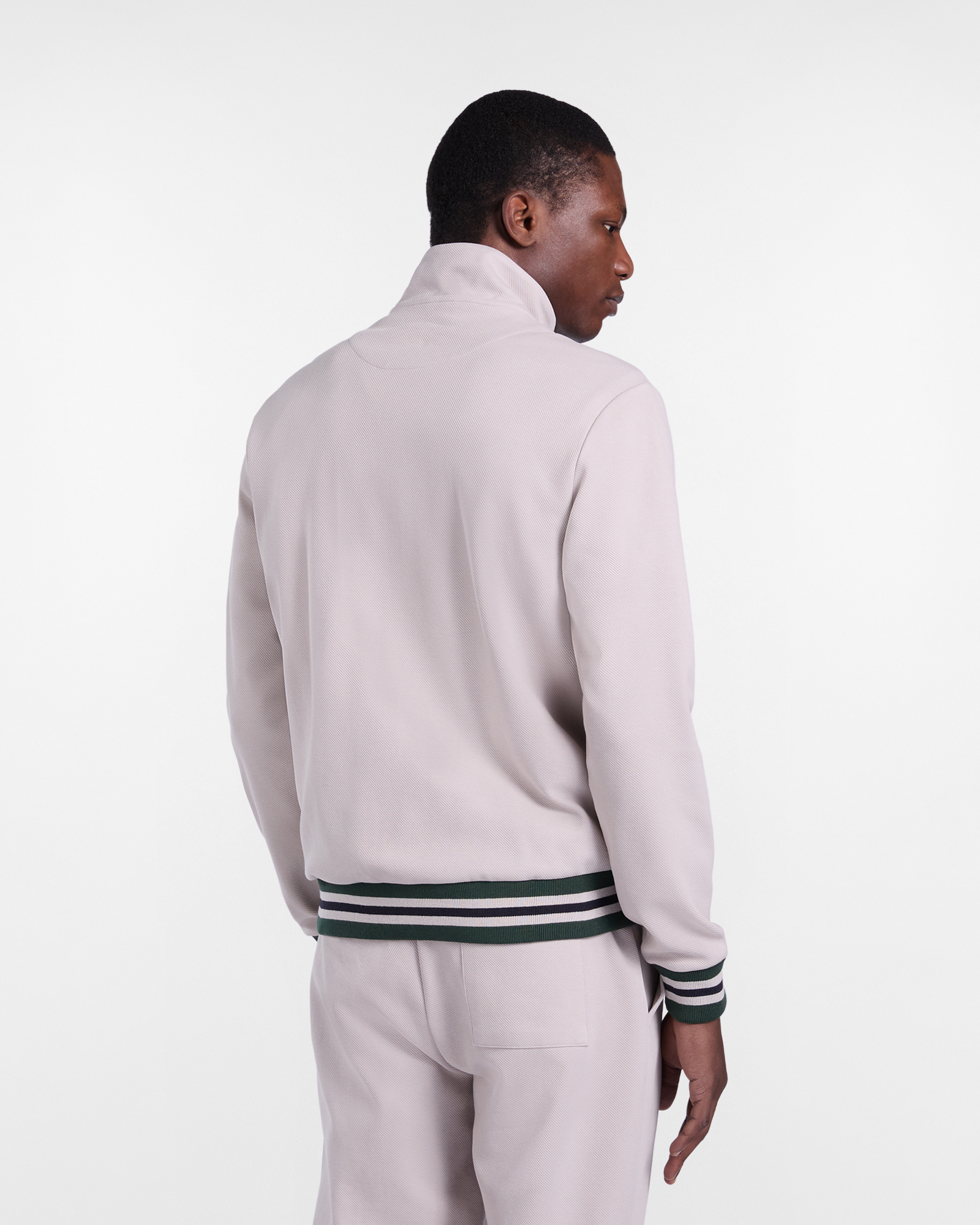 Sudadera con cremallera completa con detalles a rayas., Gris, large image number 1