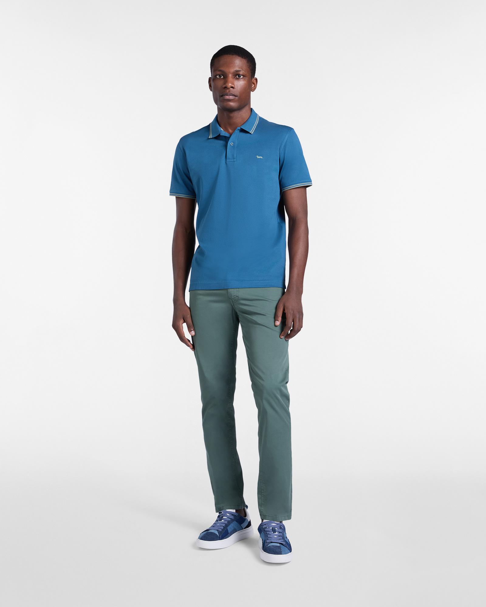 Polo de hombre con detalles de rayas en contraste, Azul, large image number 3