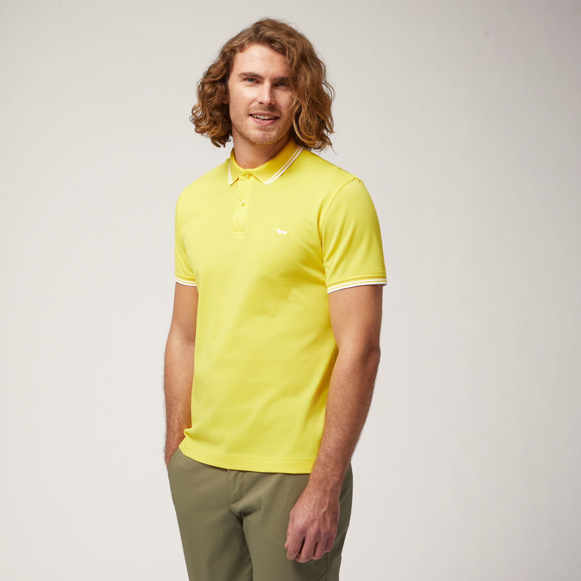 Polo with Contrasts, Light Yellow, large