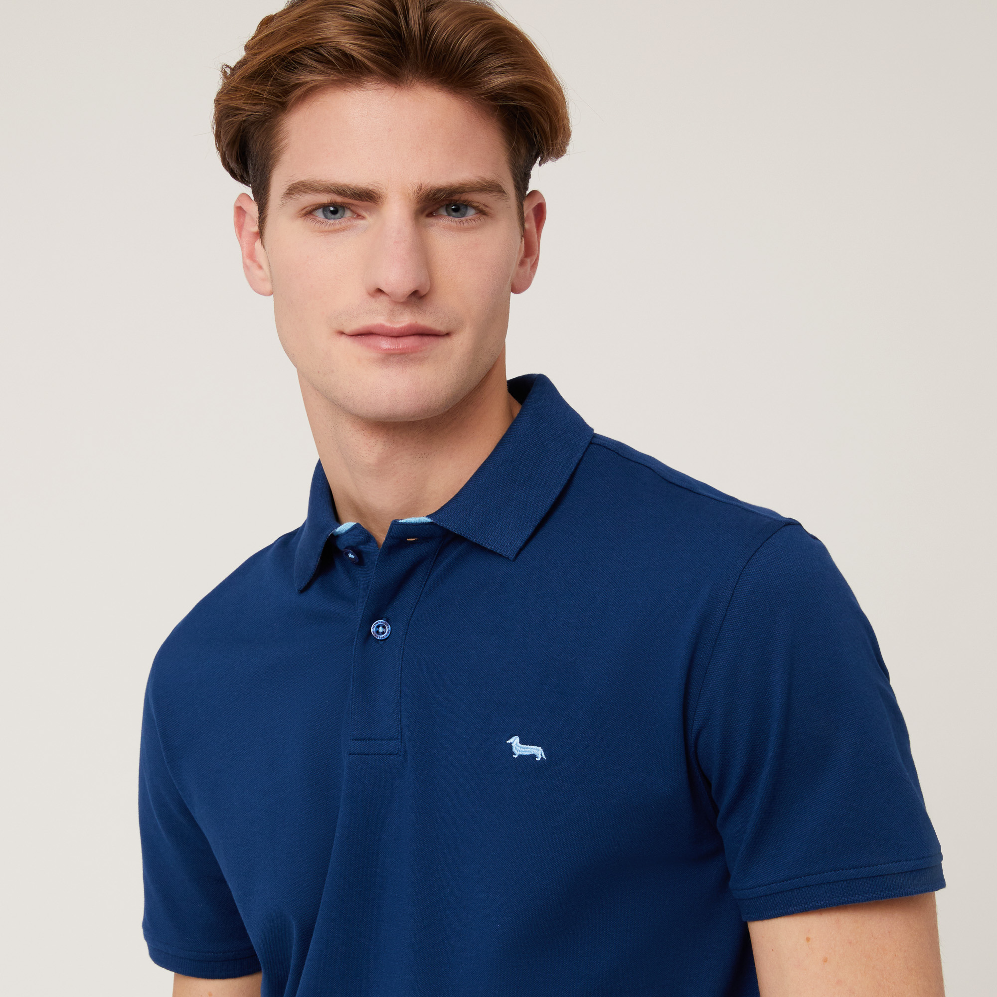 Ribbed Polo with Collar, Light Blue, large image number 2
