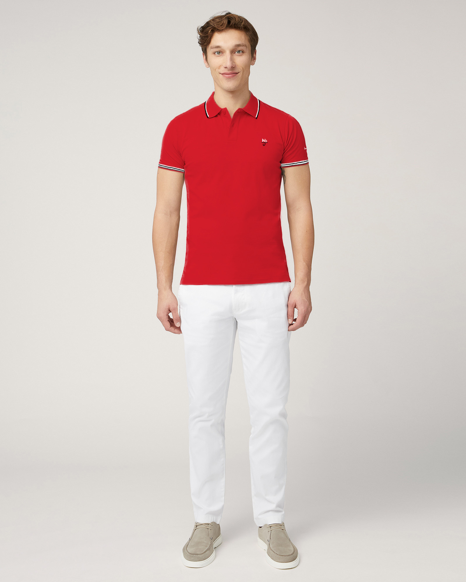 Polo with Contrasting Stripes, Red, large image number 3