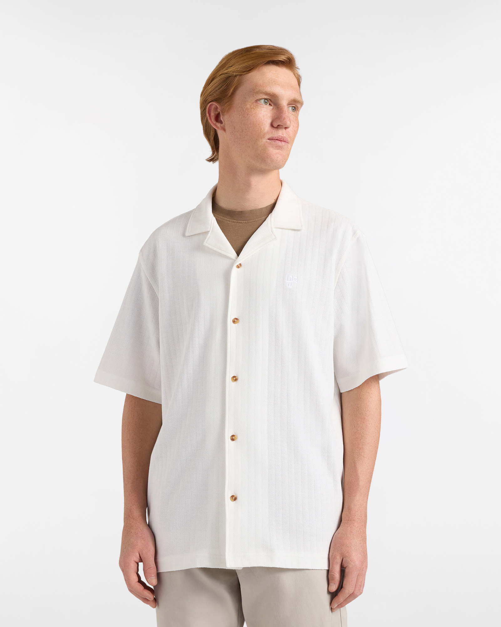 Polo camicia uomo over in jersey effetto dobby