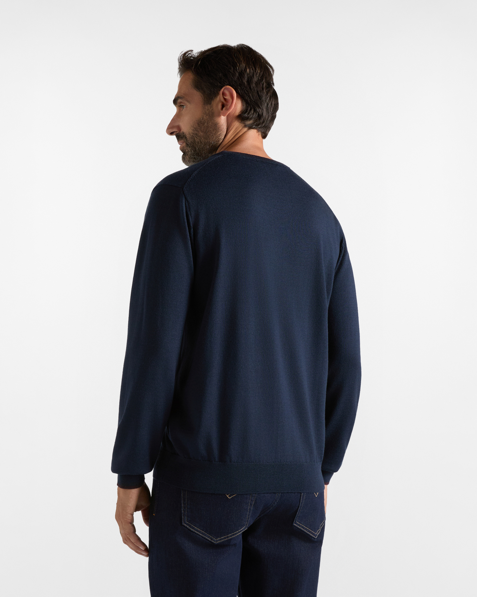 Maglia girocollo HBJ Uomo in pura lana, BLU SCURO, large