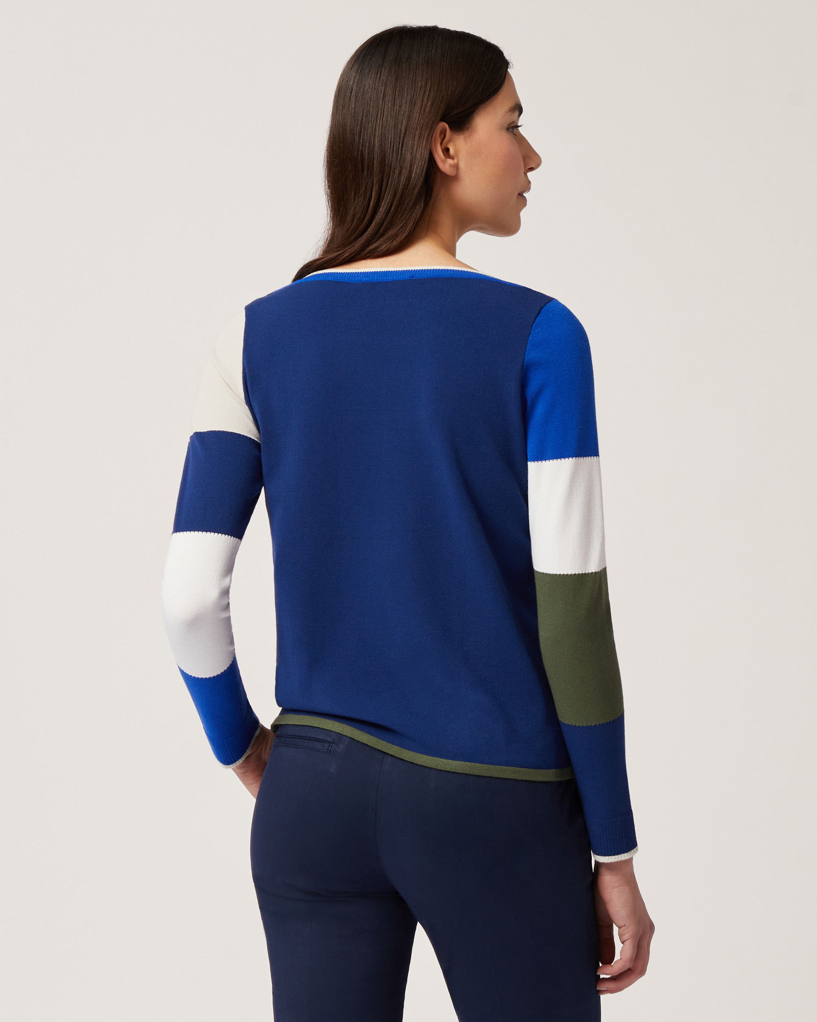 Color Block Sweater, Blue/White/Green, large image number 1