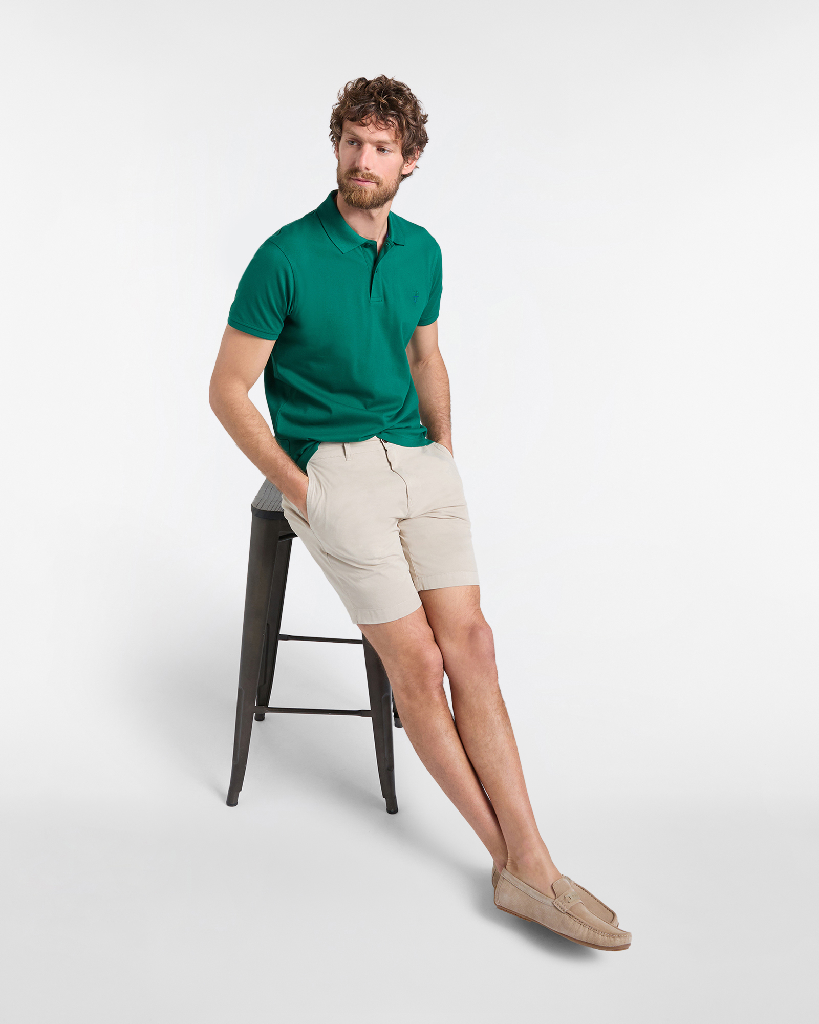 Polo uomo basic tinta unita, Verde bottiglia, large image number 3