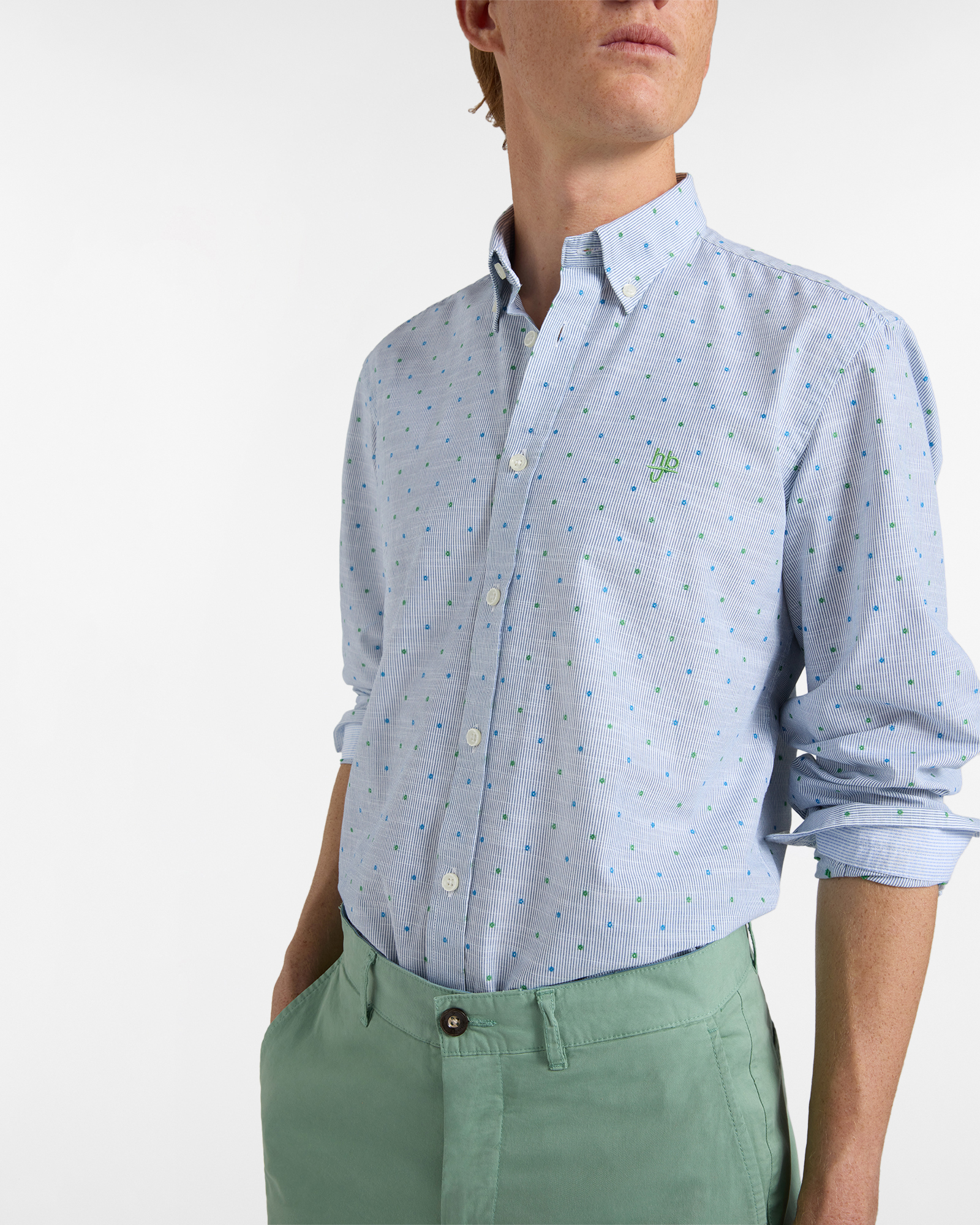 Camicia Uomo con Motivo Fil Coup&eacute; Narrow Fit, Verde bottiglia, large image number 2