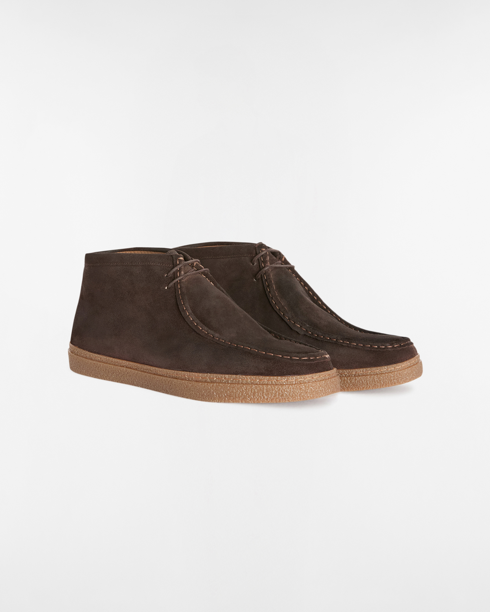 Suede Ankle Boots with Contrast Sole, Brown, large image number 1