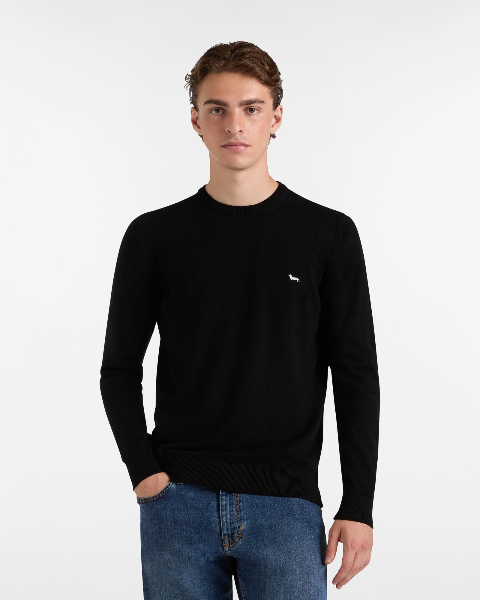 Harmont&Blaine - Maglia Essentials In Cotone E Cashmere, Nero, Taglia: 6XL