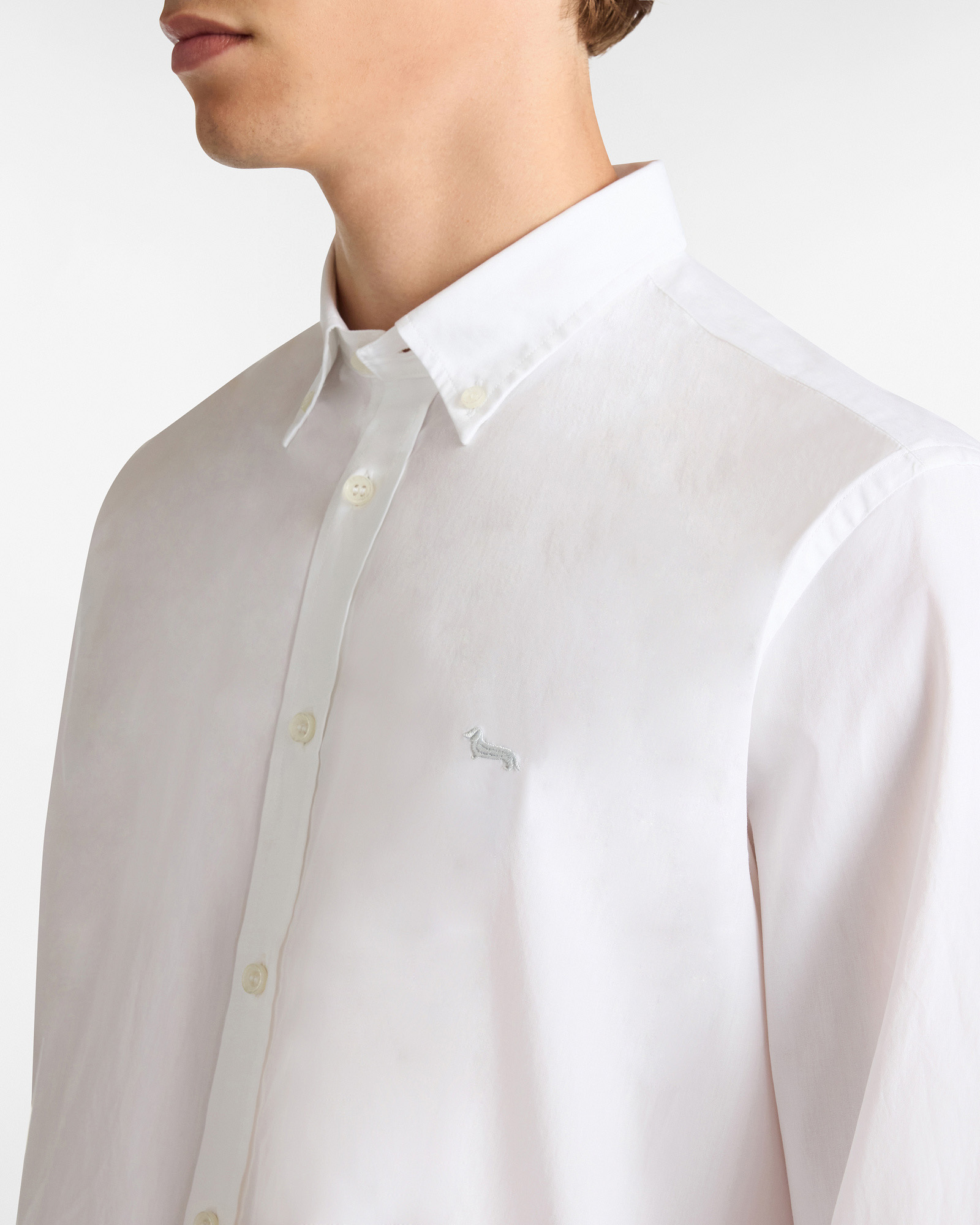 Essentials shirt in plain-coloured cotton, White, large image number 2