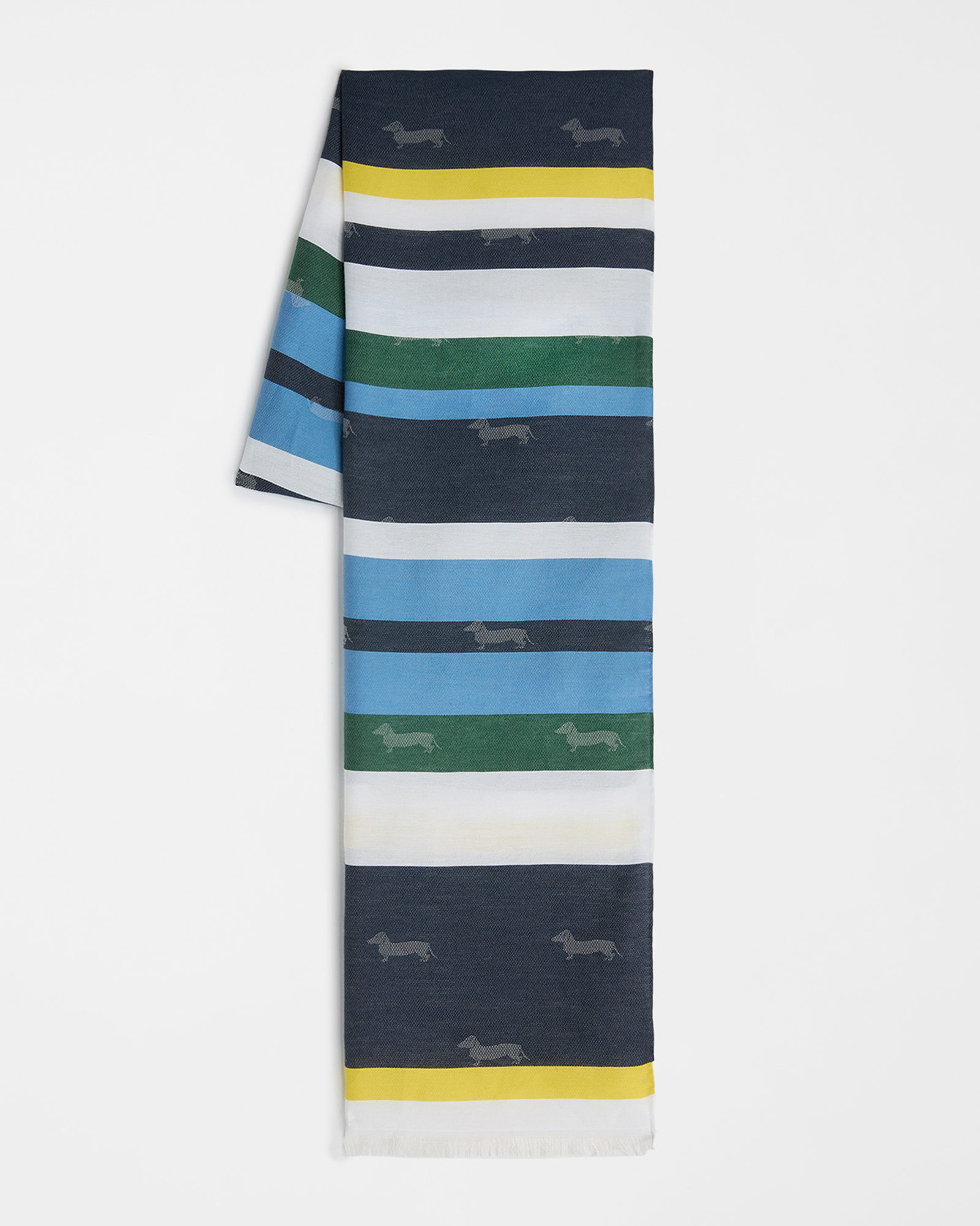 Striped scarf with jacquard logo