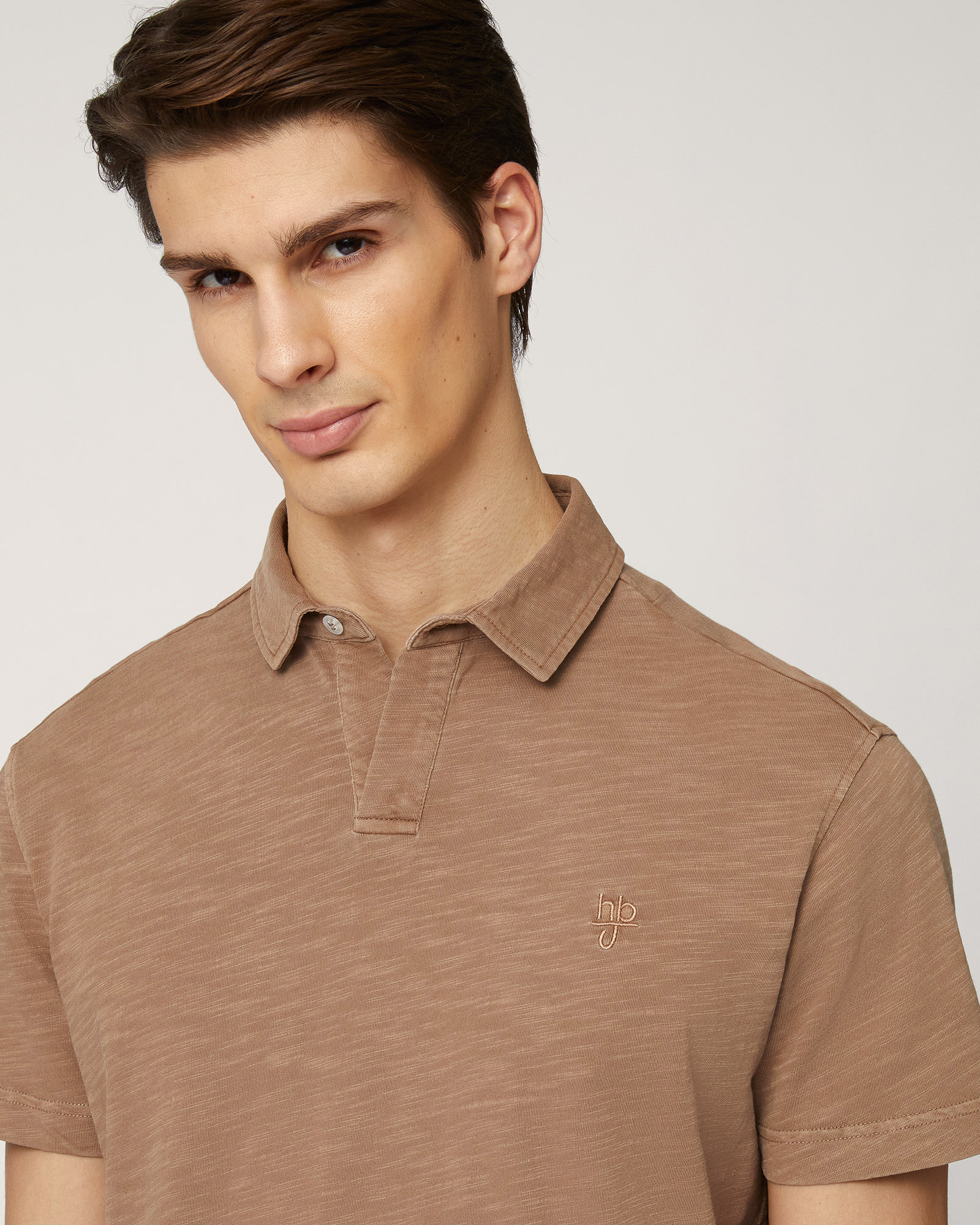 Garment-Dyed Cotton Polo, Light Brown, large image number 2