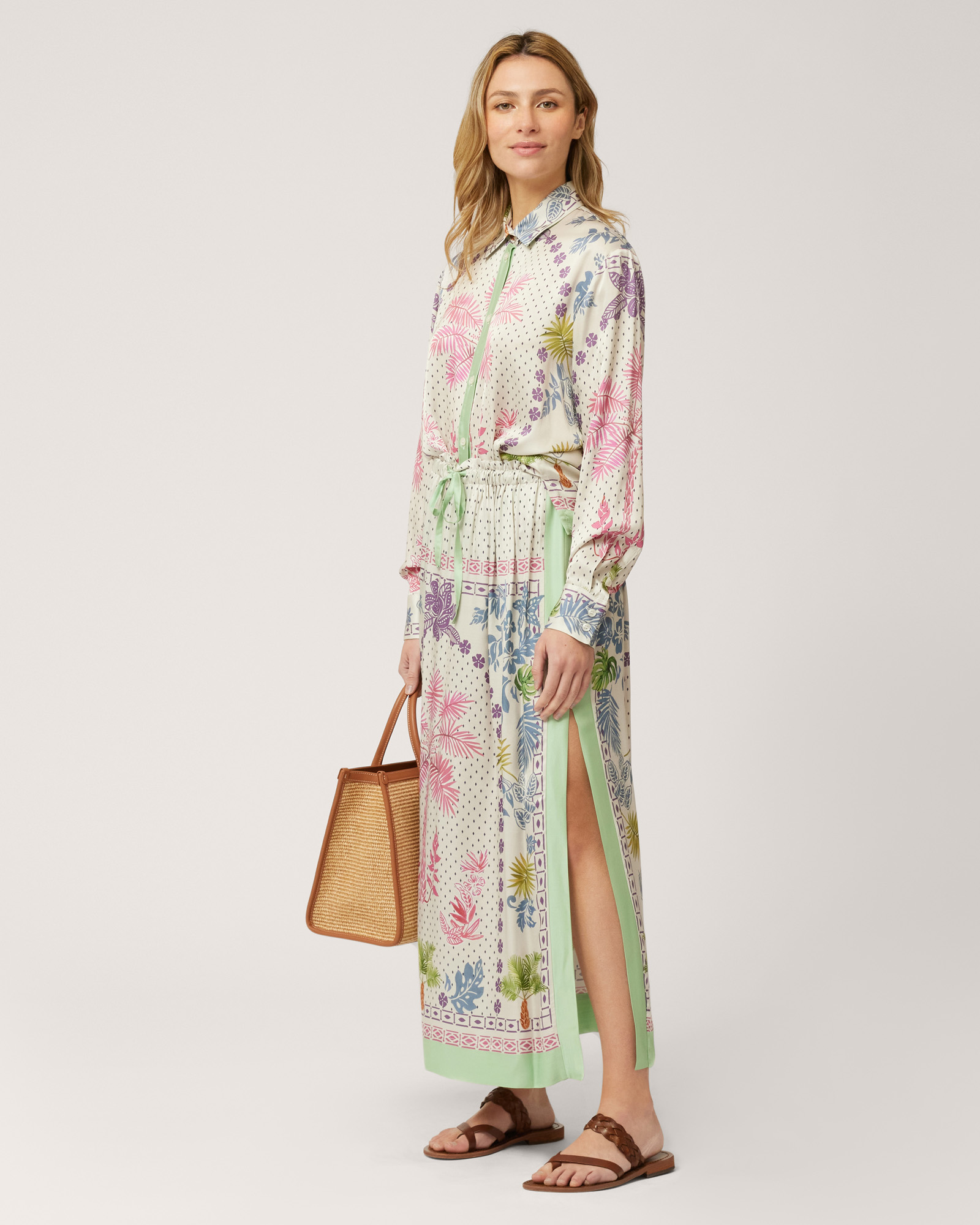 Printed Oversized Shirt, Light Green, large image number 3