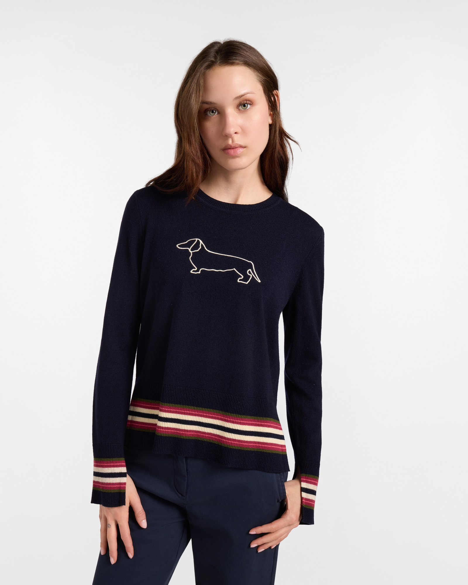 Maglia Donna in misto lana blu Regular Fit Made in Italy