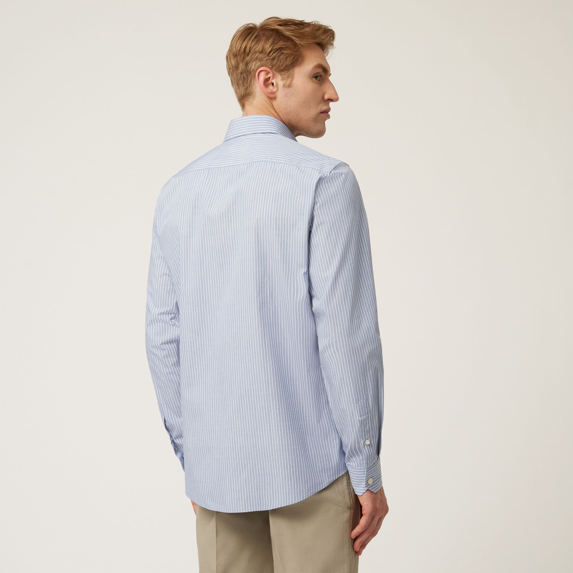 Striped Cotton Shirt, Blue, large image number 1