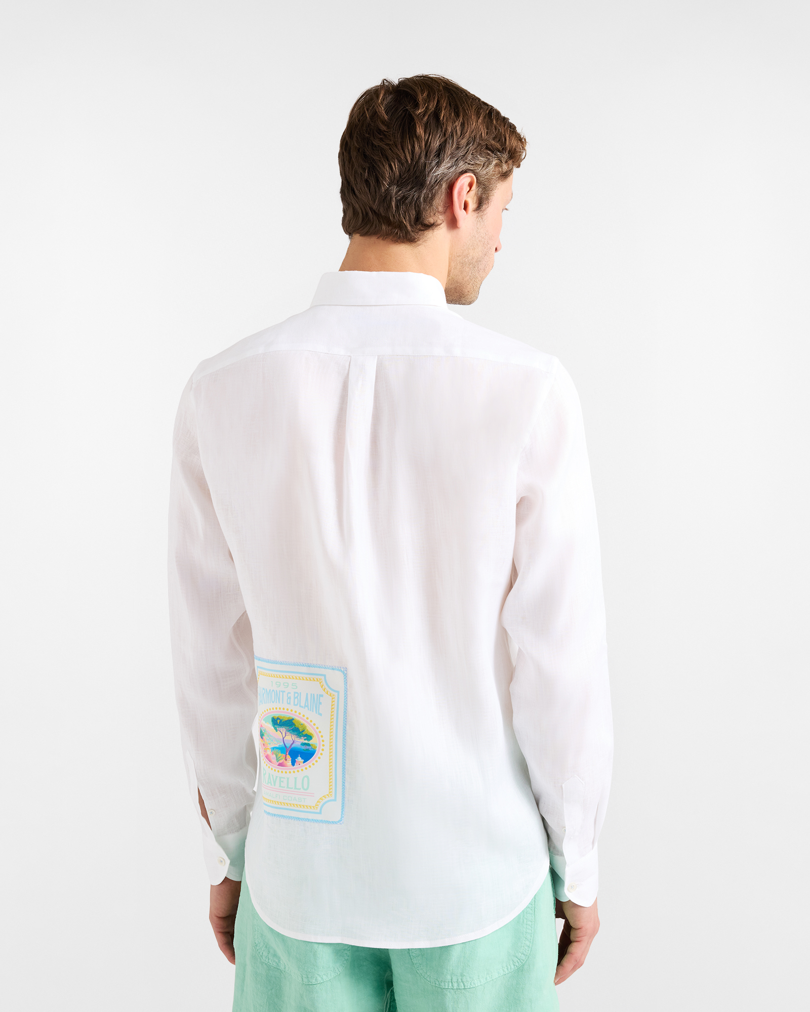 Postcard capsule linen shirt, White, large image number 2