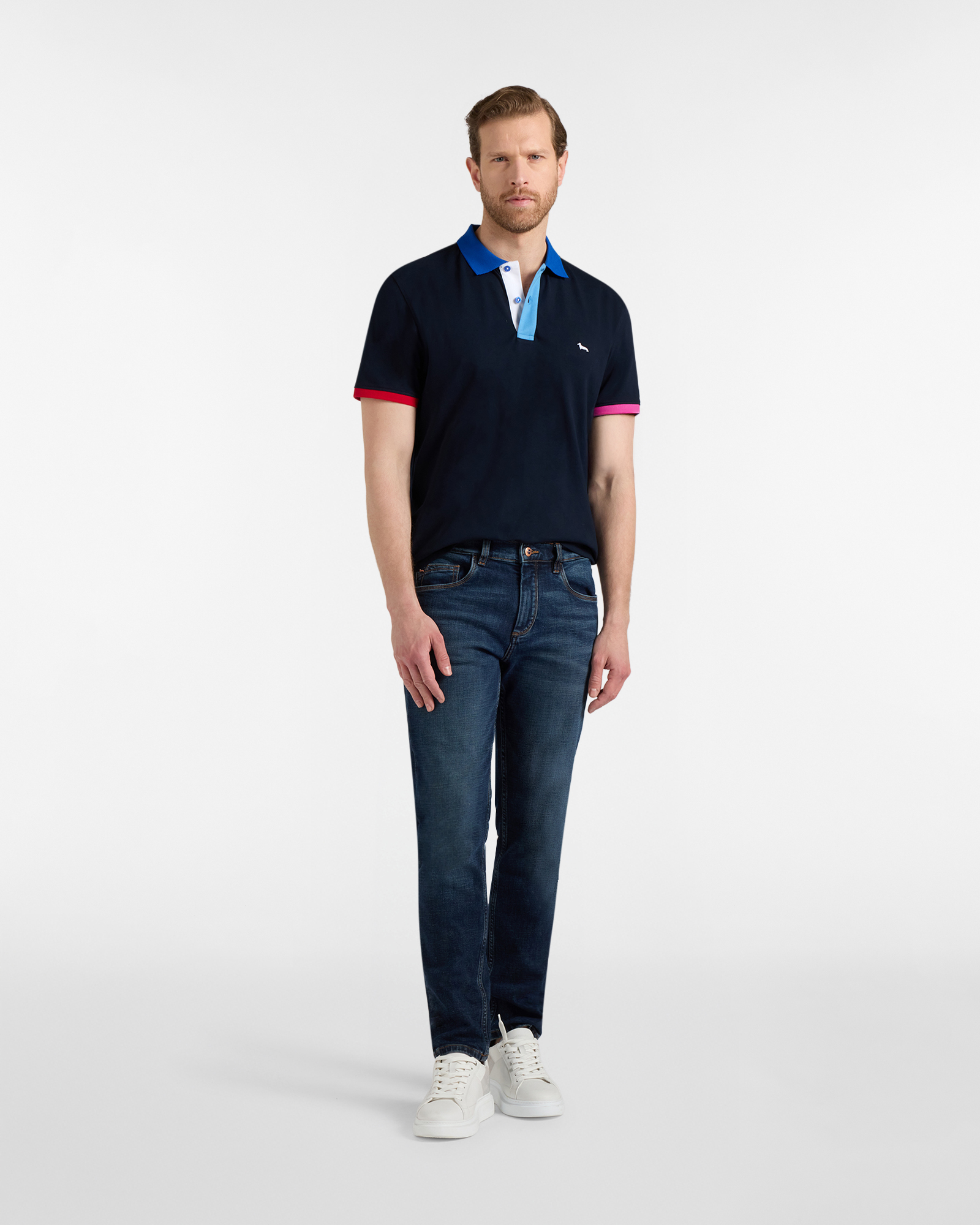 Contrasting collar and cuffs polo shirt, Blue, large image number 3