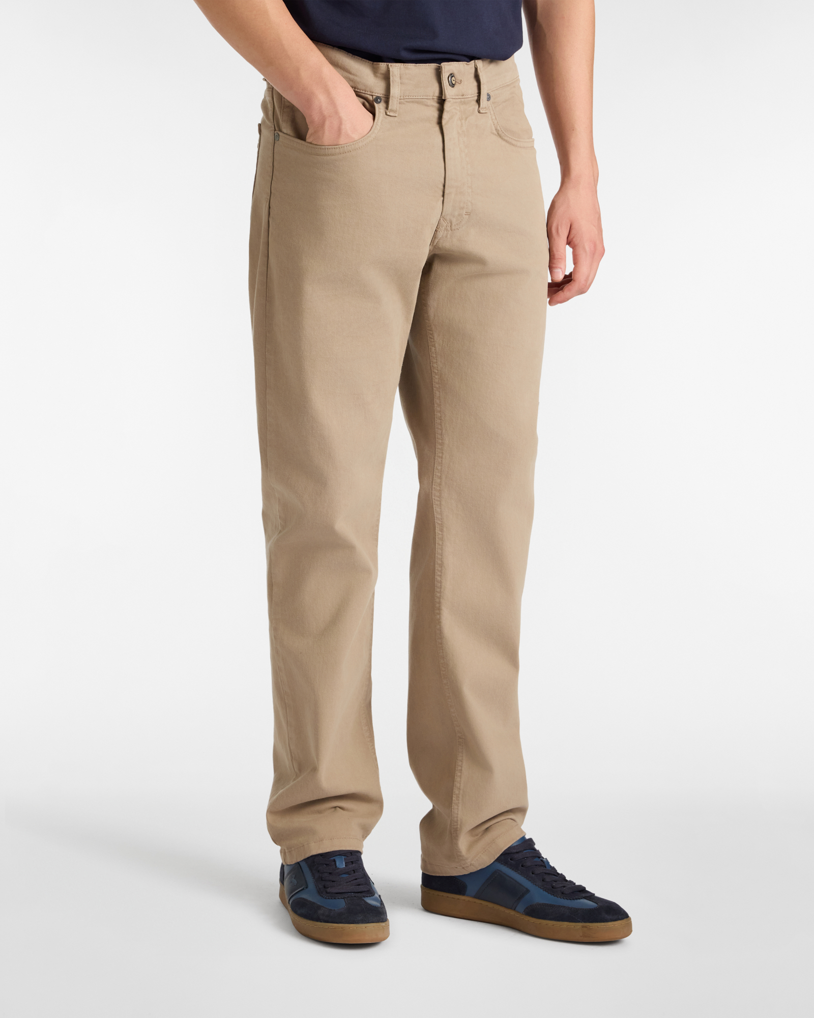 Pantaloni Regular Fit In Gabardine, Sabbia, large