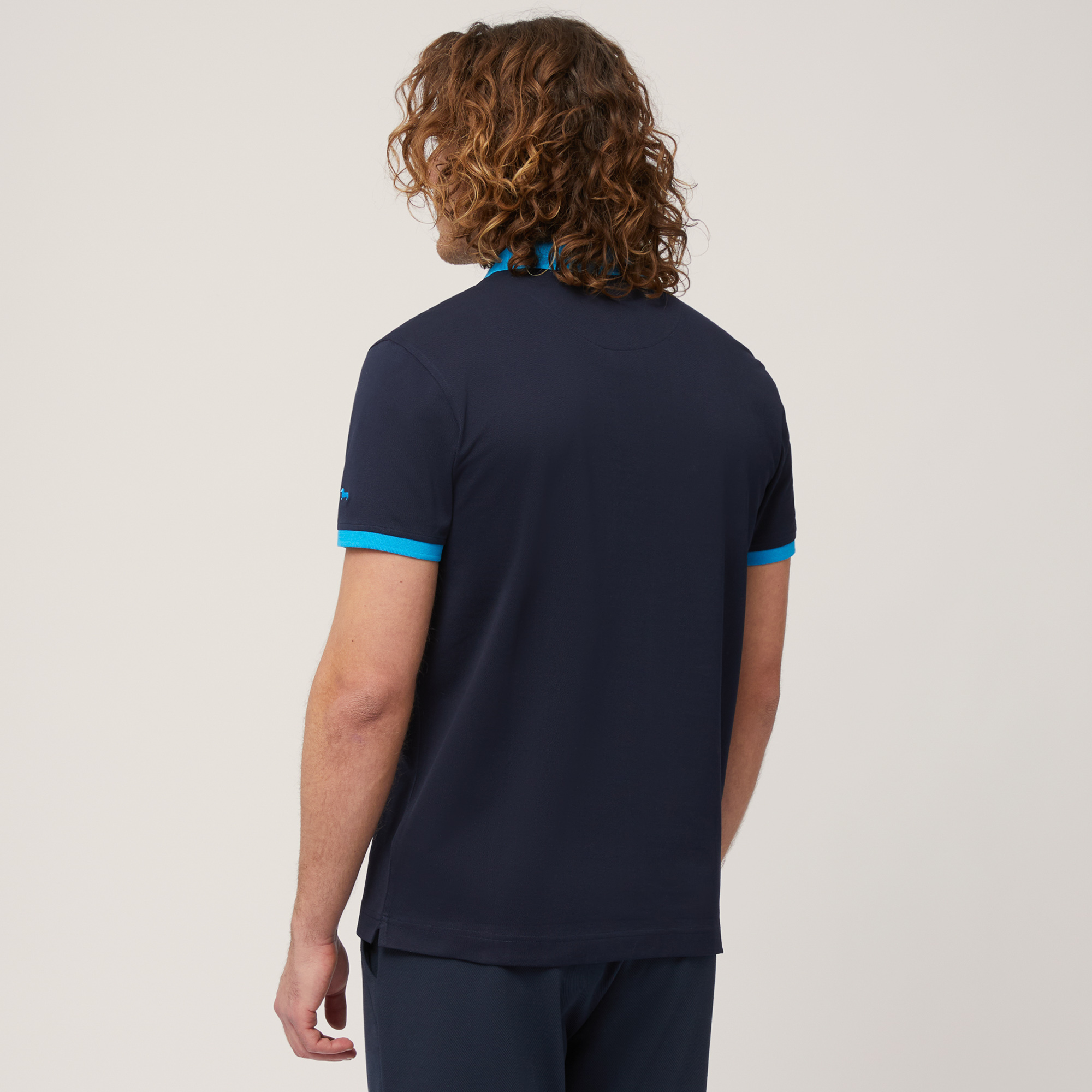 Polo with Contrasting Bands, Blue, large image number 1