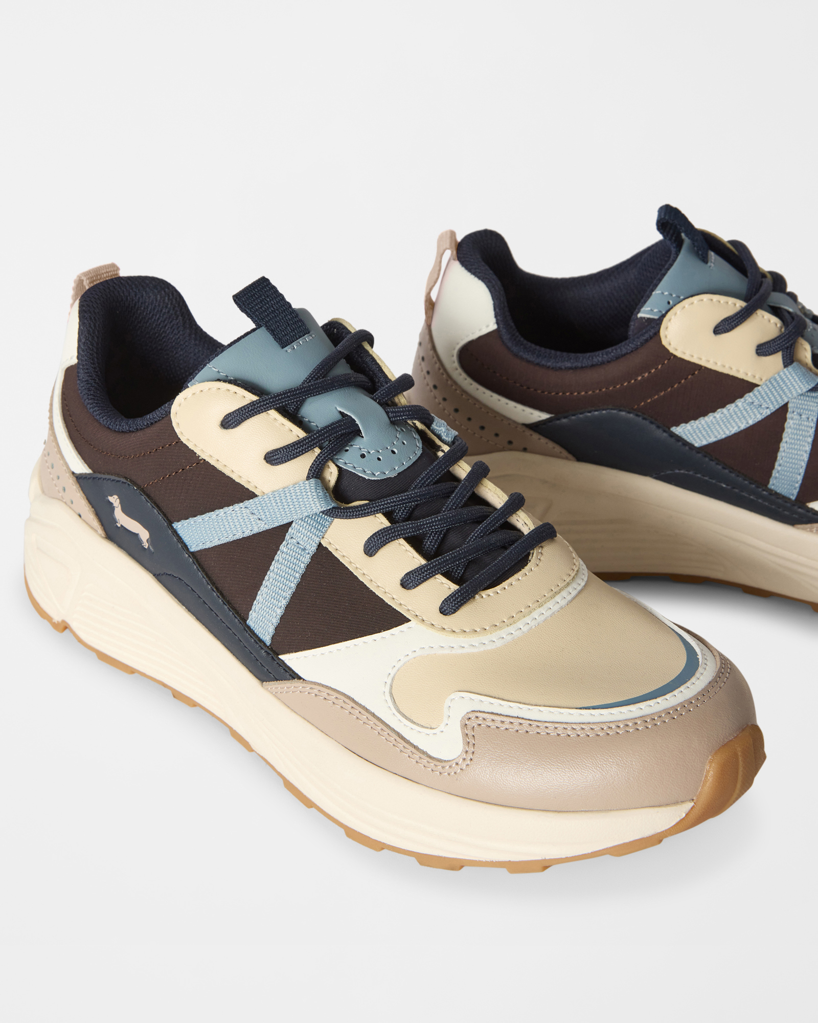 Multi-material sneakers with logo, LIGHT BLUE, large image number 3