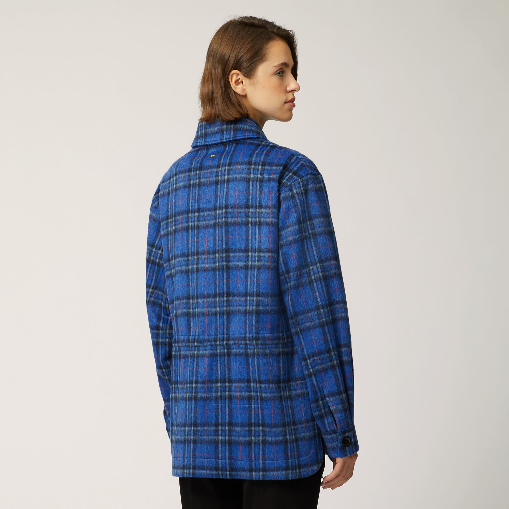Chequered Jacket With Drawstring Waist, Light Blue, large image number 1