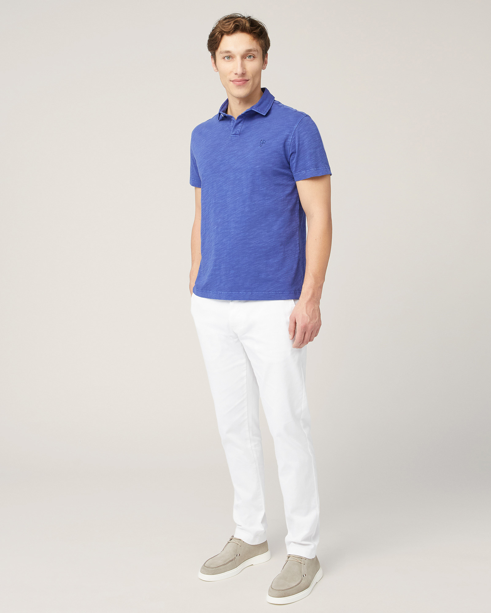 Garment-Dyed Cotton Polo, Electric Blue, large image number 3